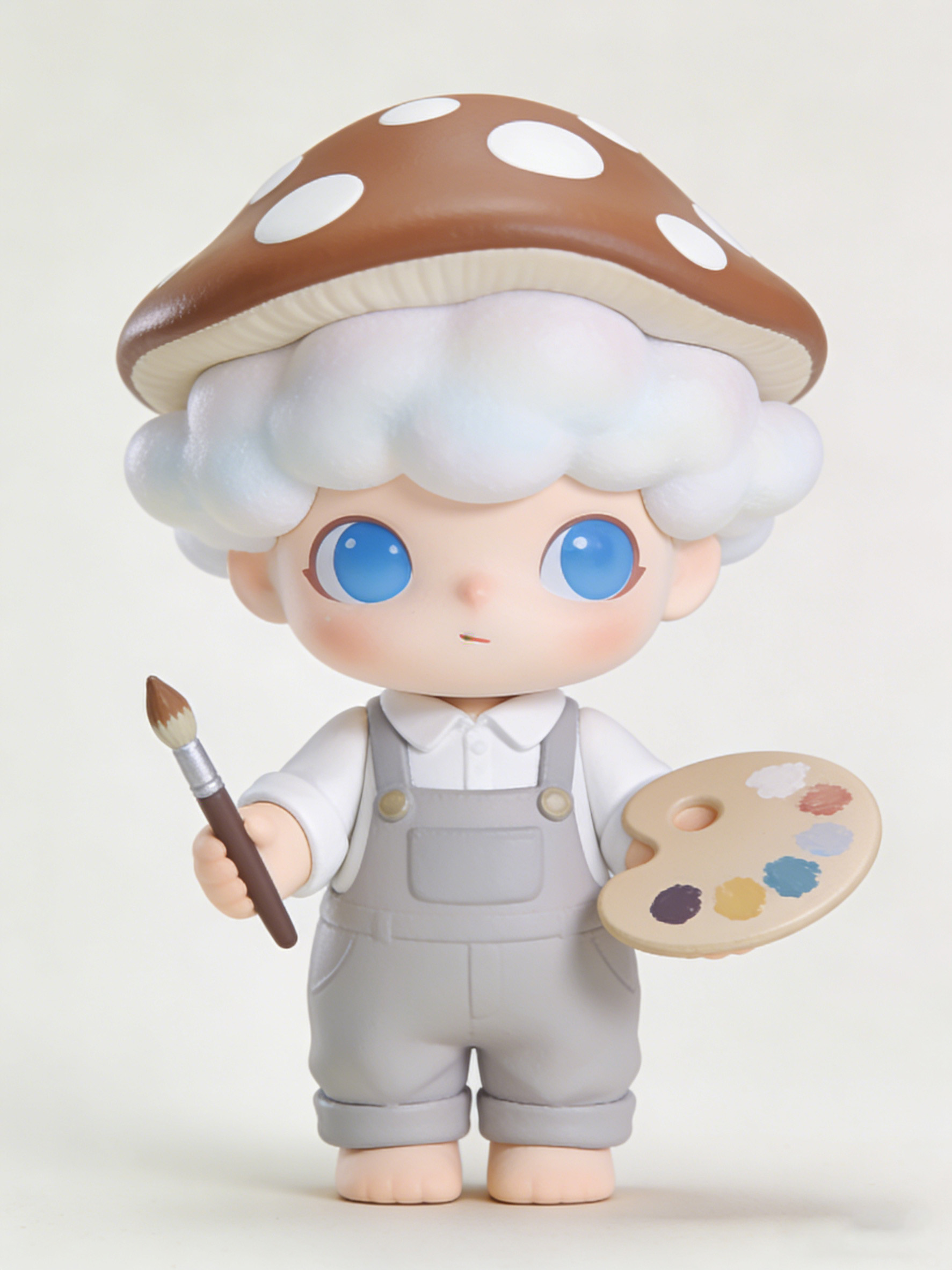 蘑菇头画家手办正面视角