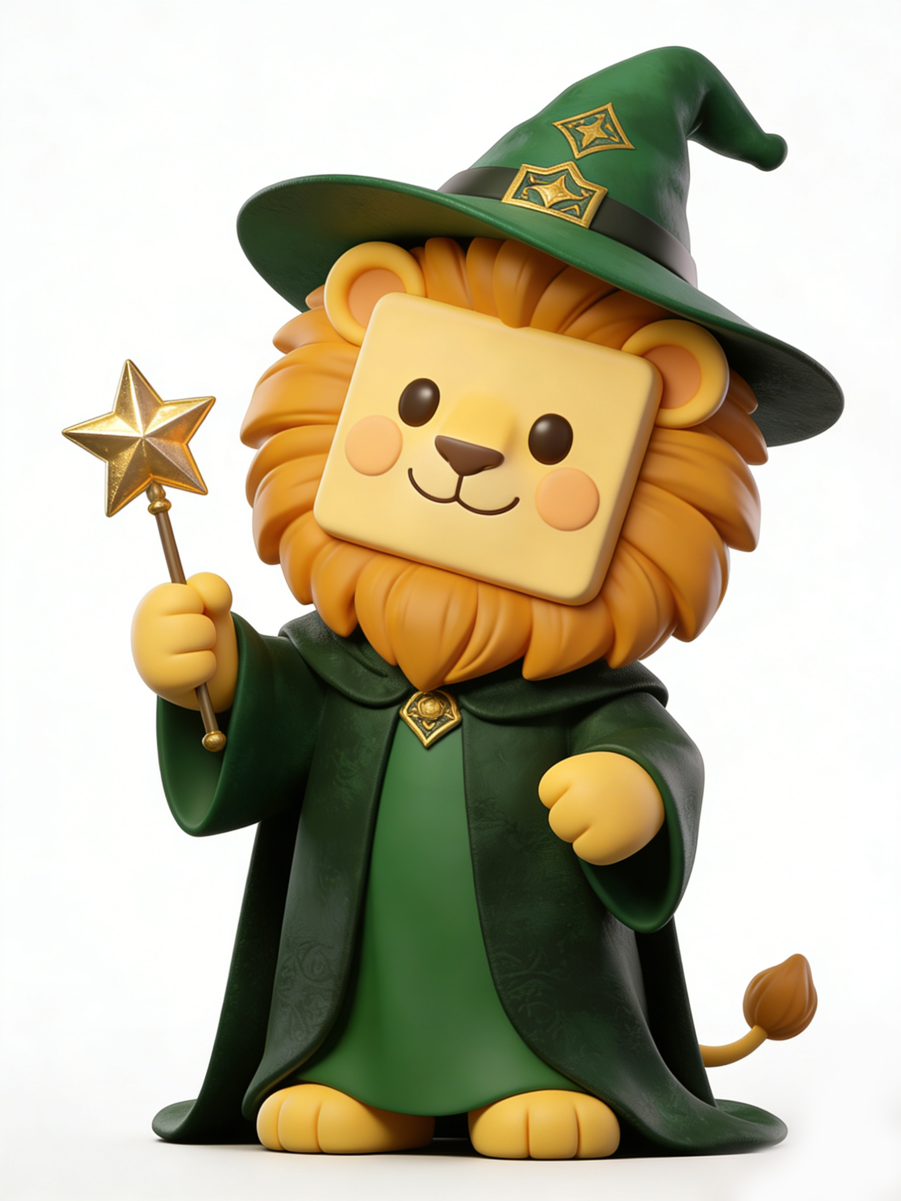 绿袍魔法师狮子IP形象正面图