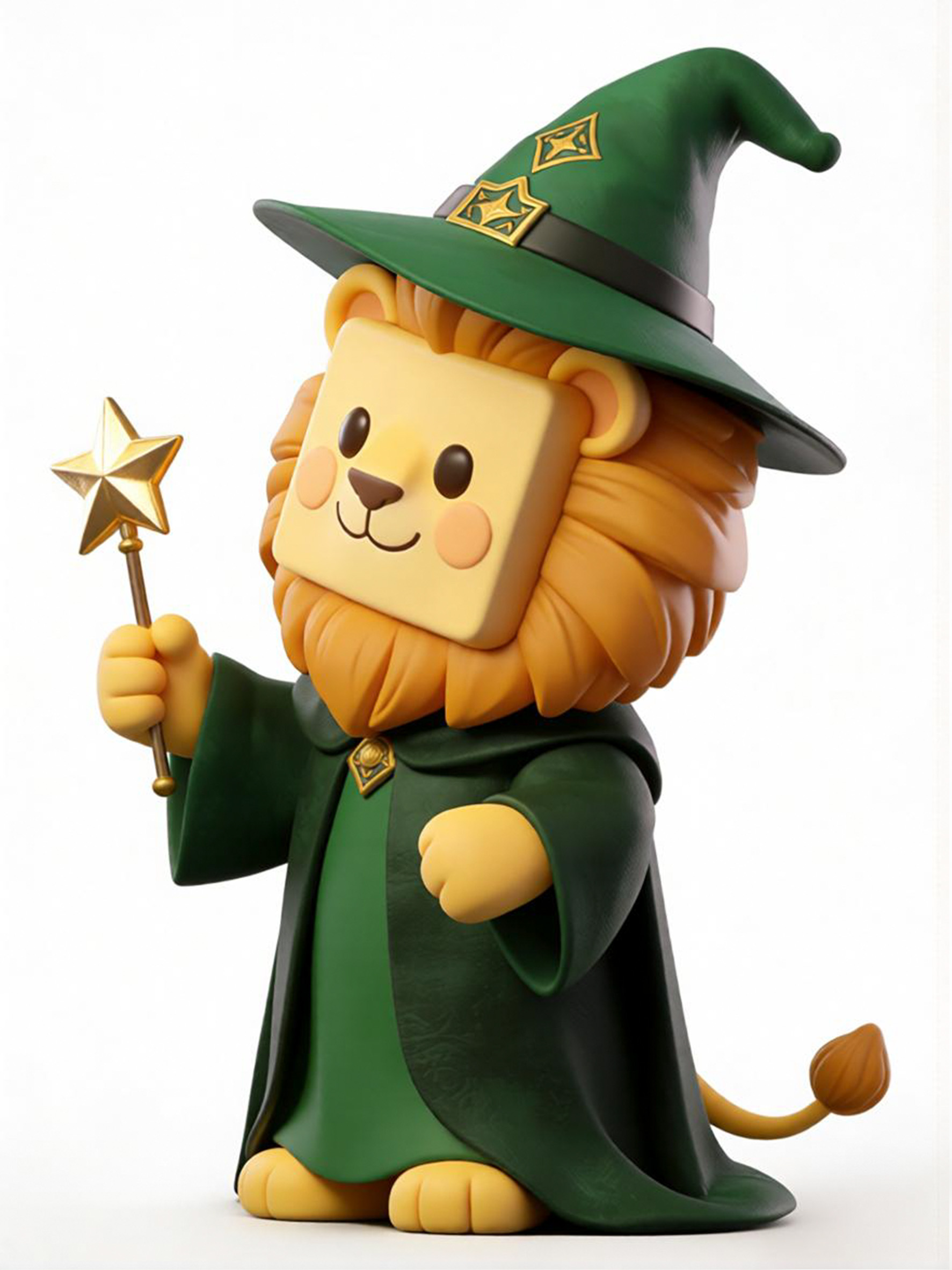 绿袍魔法师狮子IP形象侧面转向