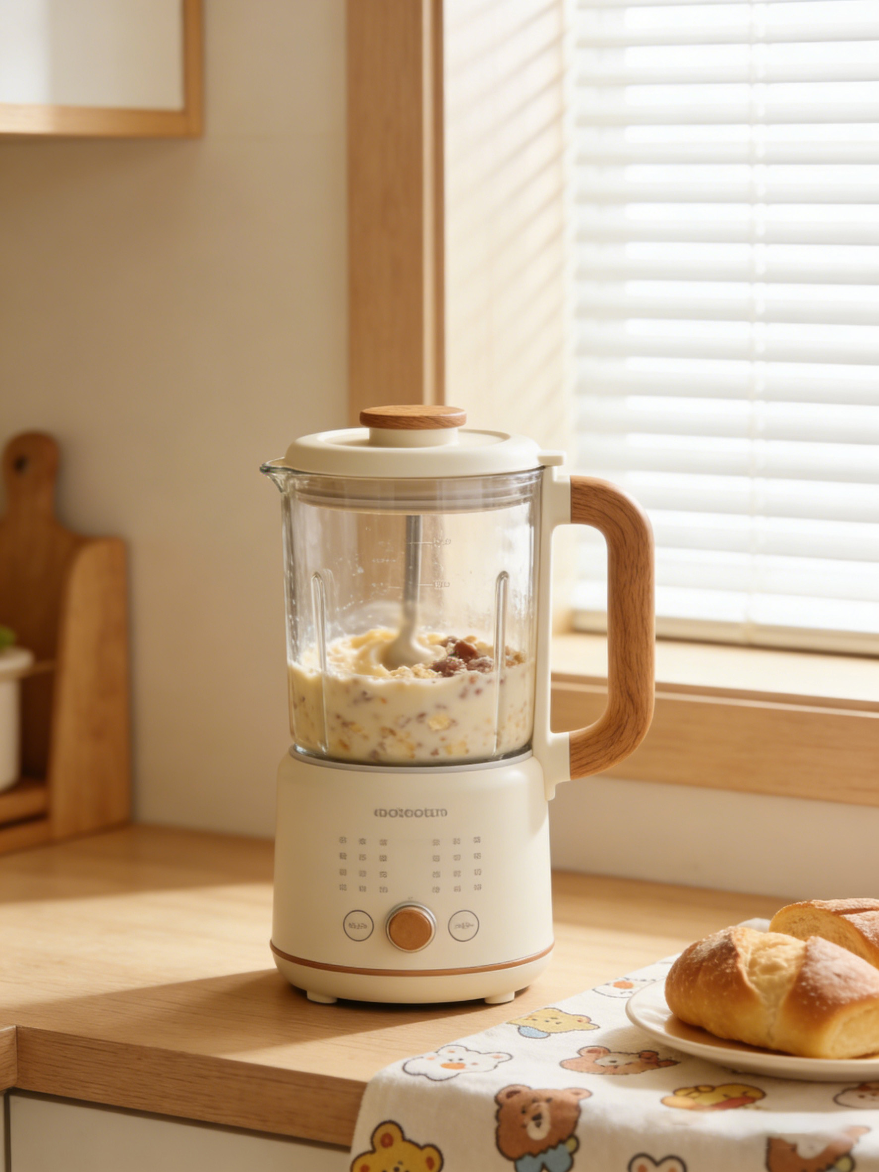 破壁机放在日式厨房场景中溶图前