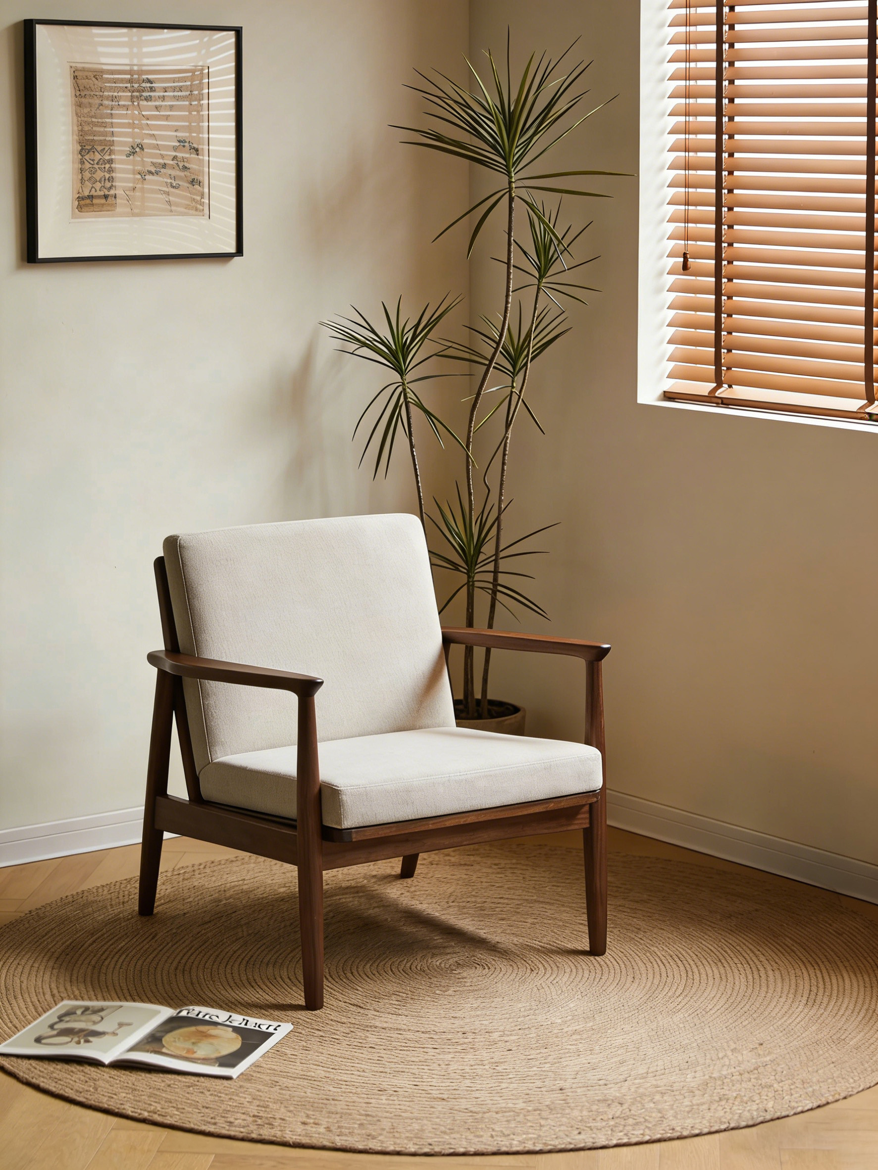 实木椅溶图后与日式客厅场景自然融合