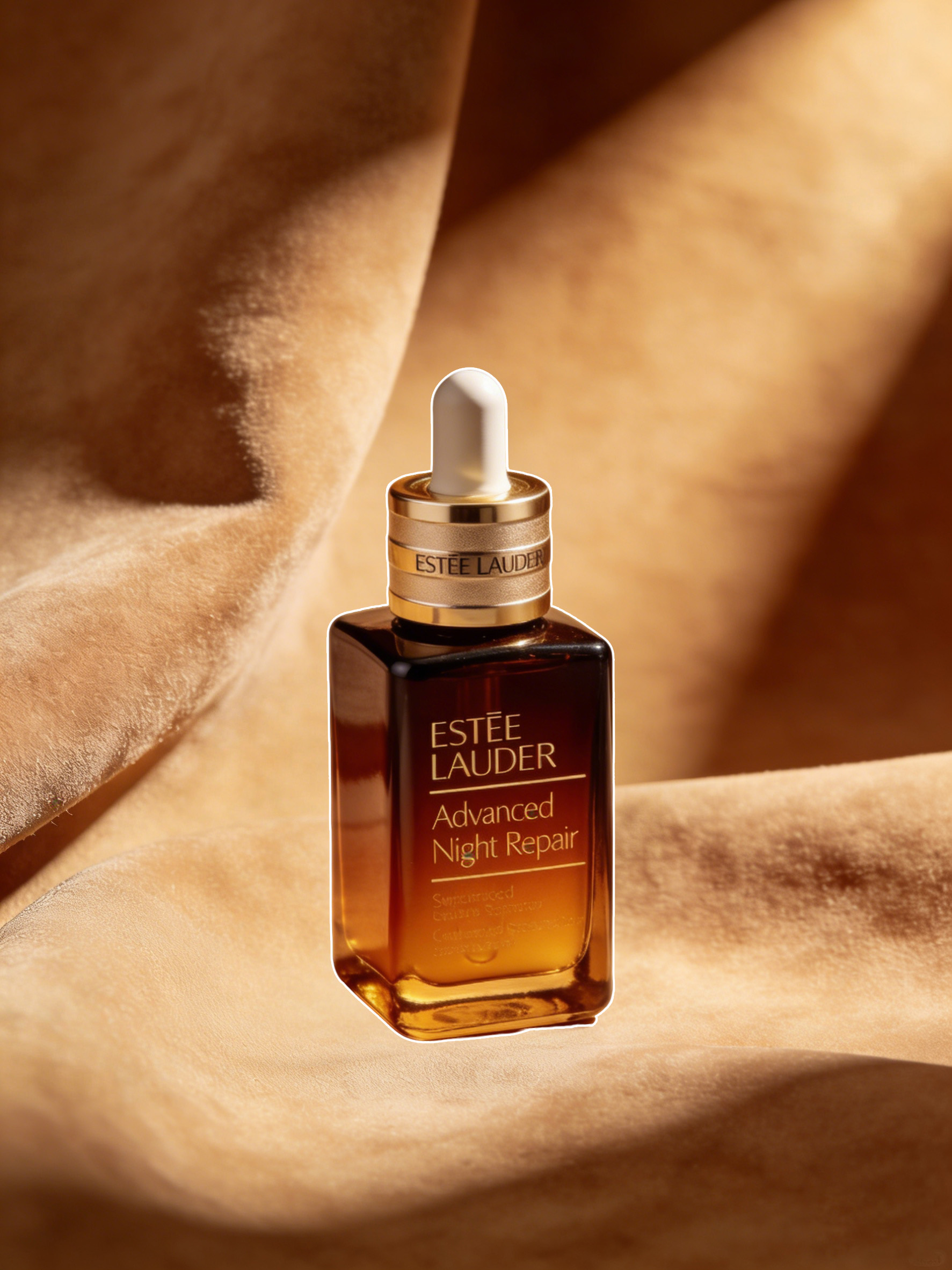 精华液放在丝绒背景场景中溶图前