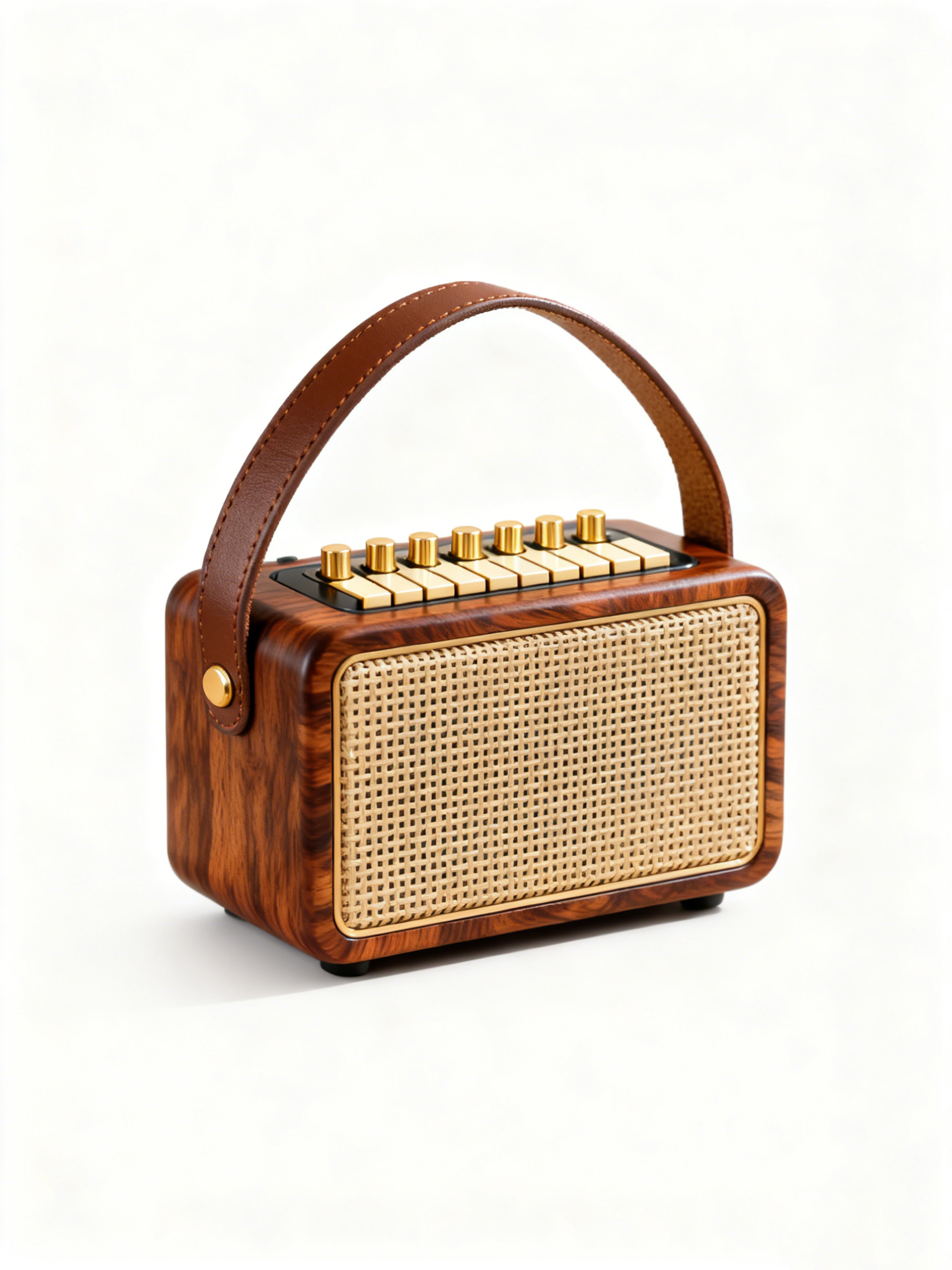 复古木纹音箱白底产品图