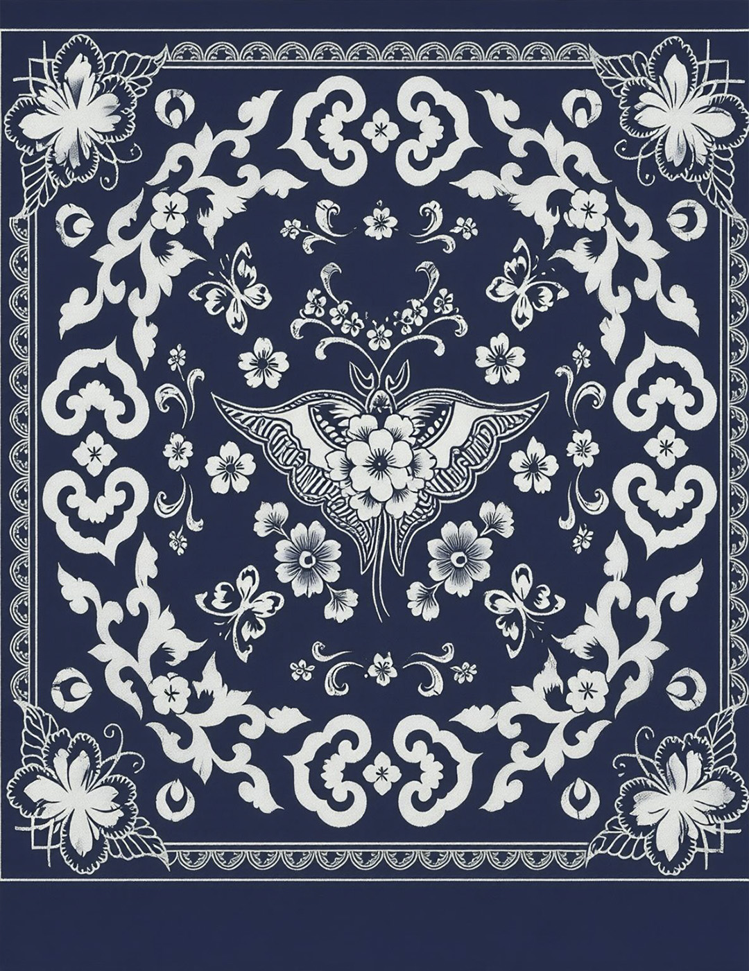 提取后的青花蝴蝶纹样