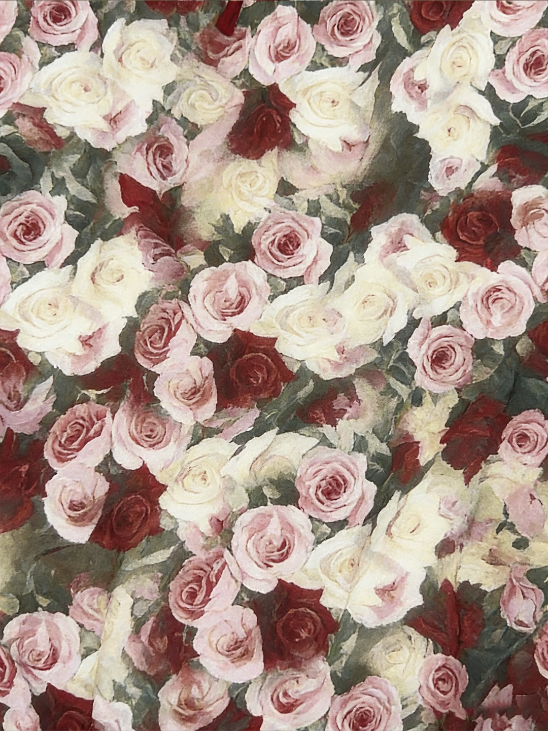 玫瑰印花连衣裙实物照片