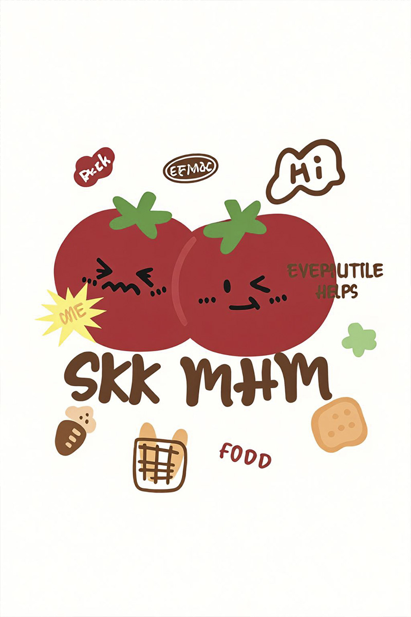 提取后的卡通番茄印花图案