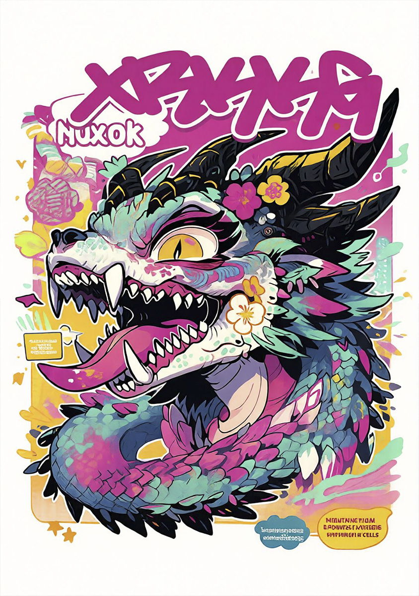 提取后的龙头涂鸦图案