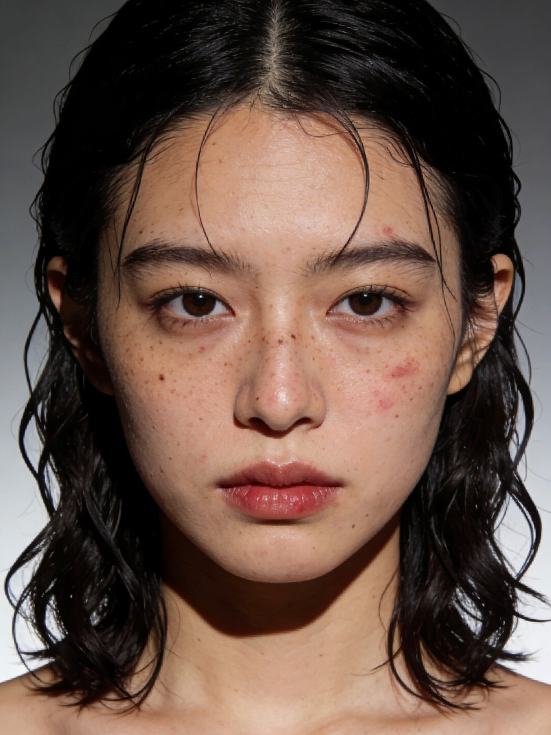 修图前面部痘印和油光