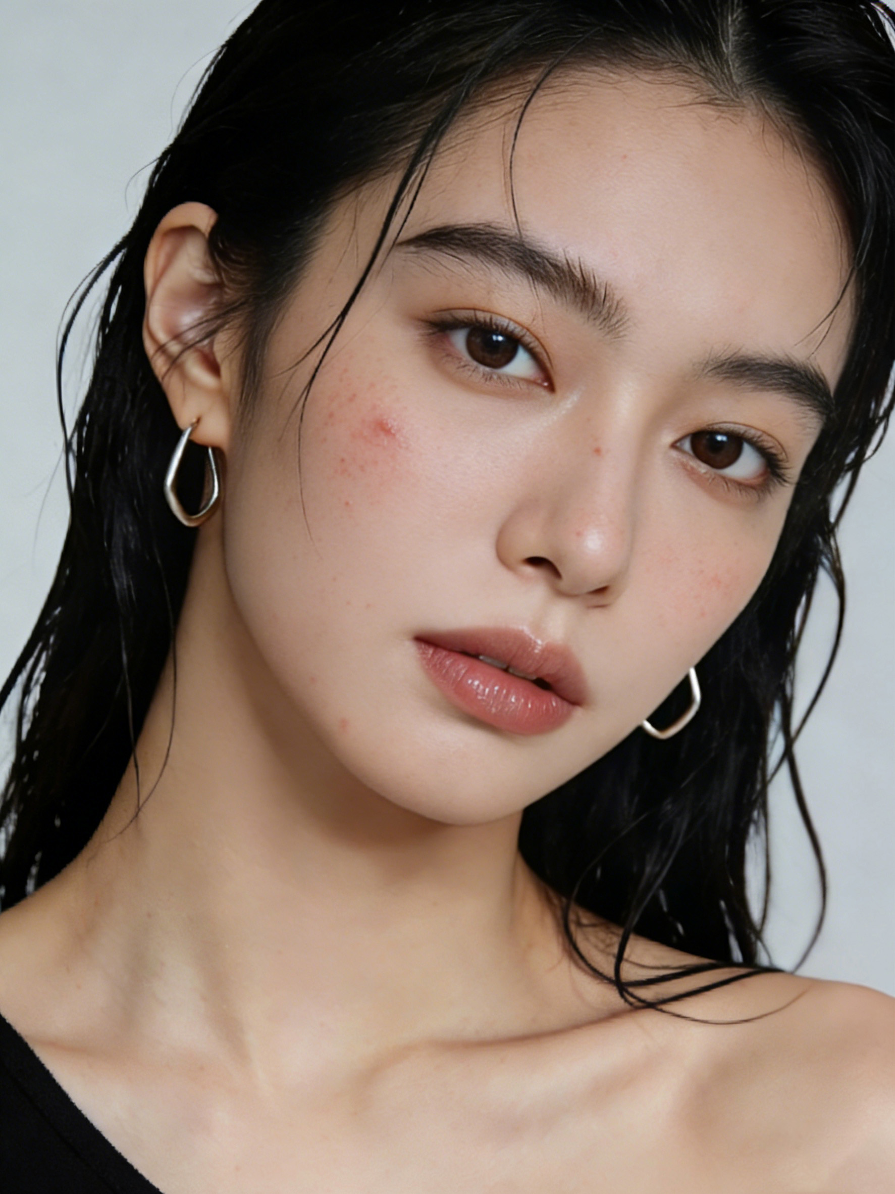 商业人像修图前面部痘印特写