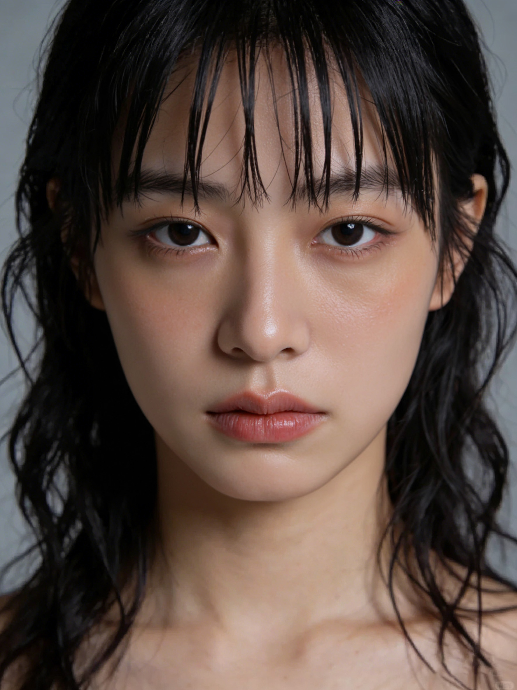 第三步生成后:雀斑去除皮肤质感保留 人像修图后面部干净有质感