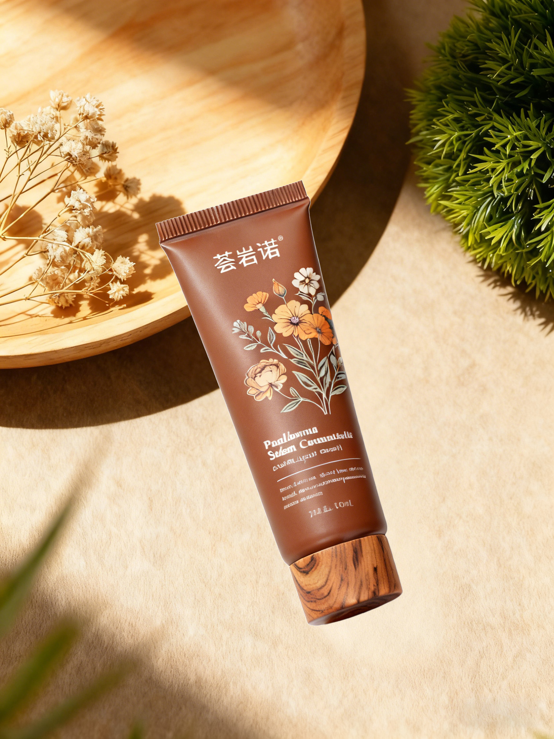 护肤品产品图放置到自然场景中的处理前效果