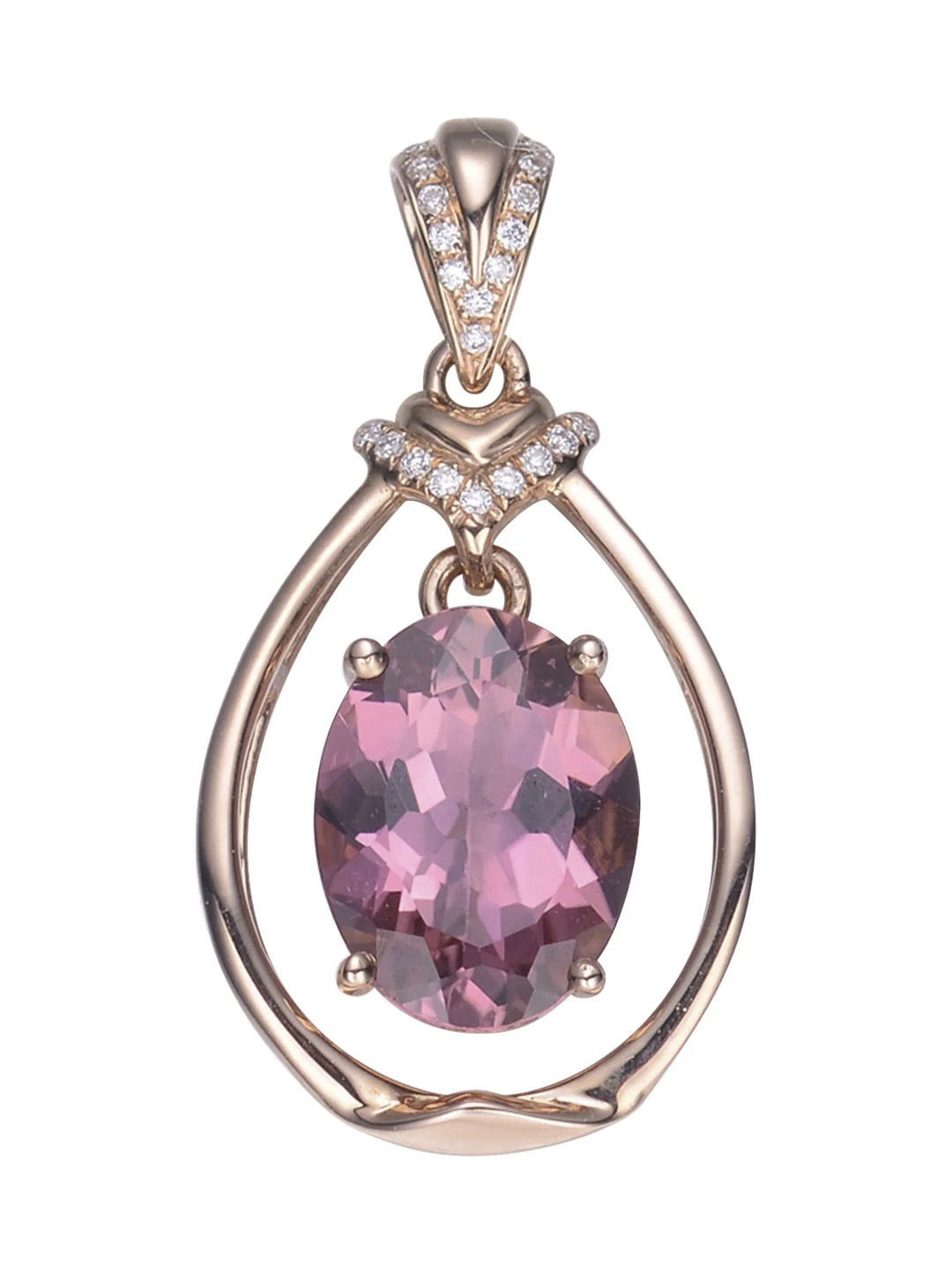 玫瑰金紫色宝石吊坠精修前有轻微瑕疵
