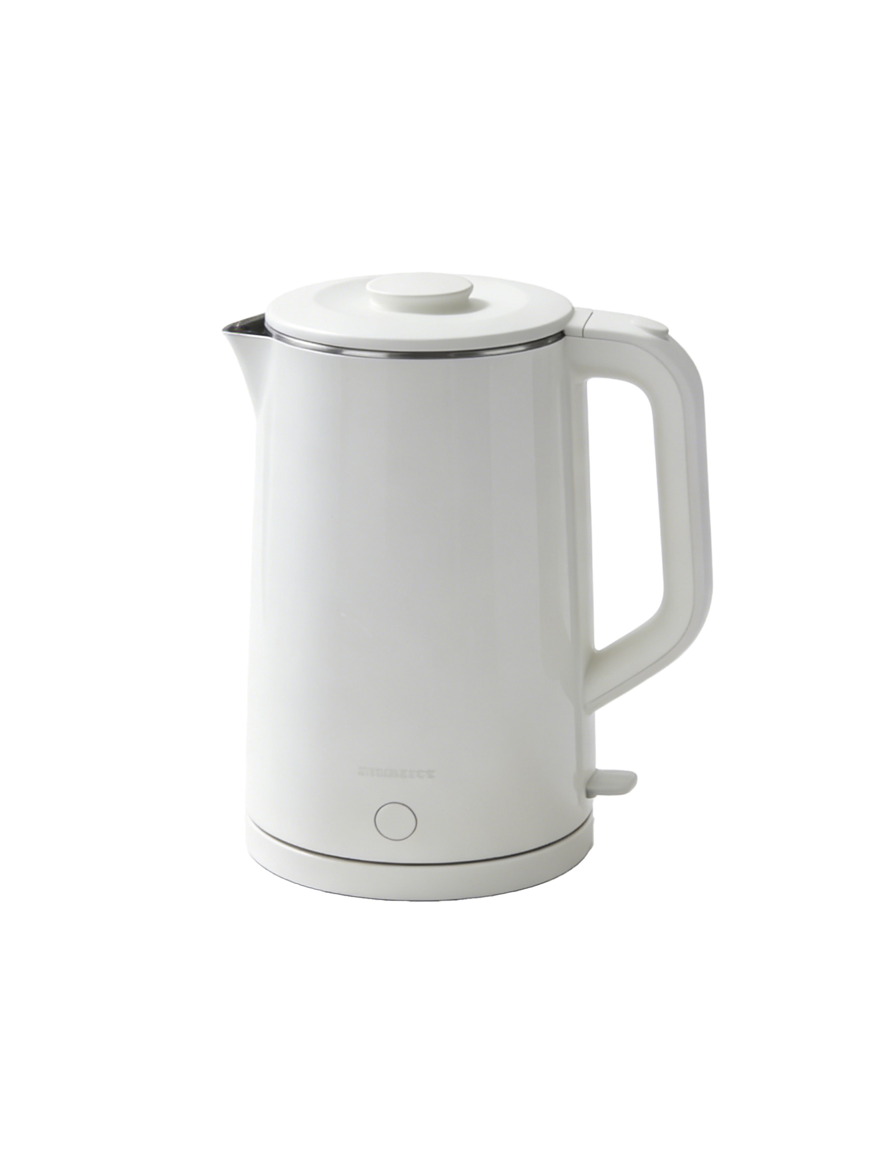 白色电热水壶白底产品图带把手和指示灯