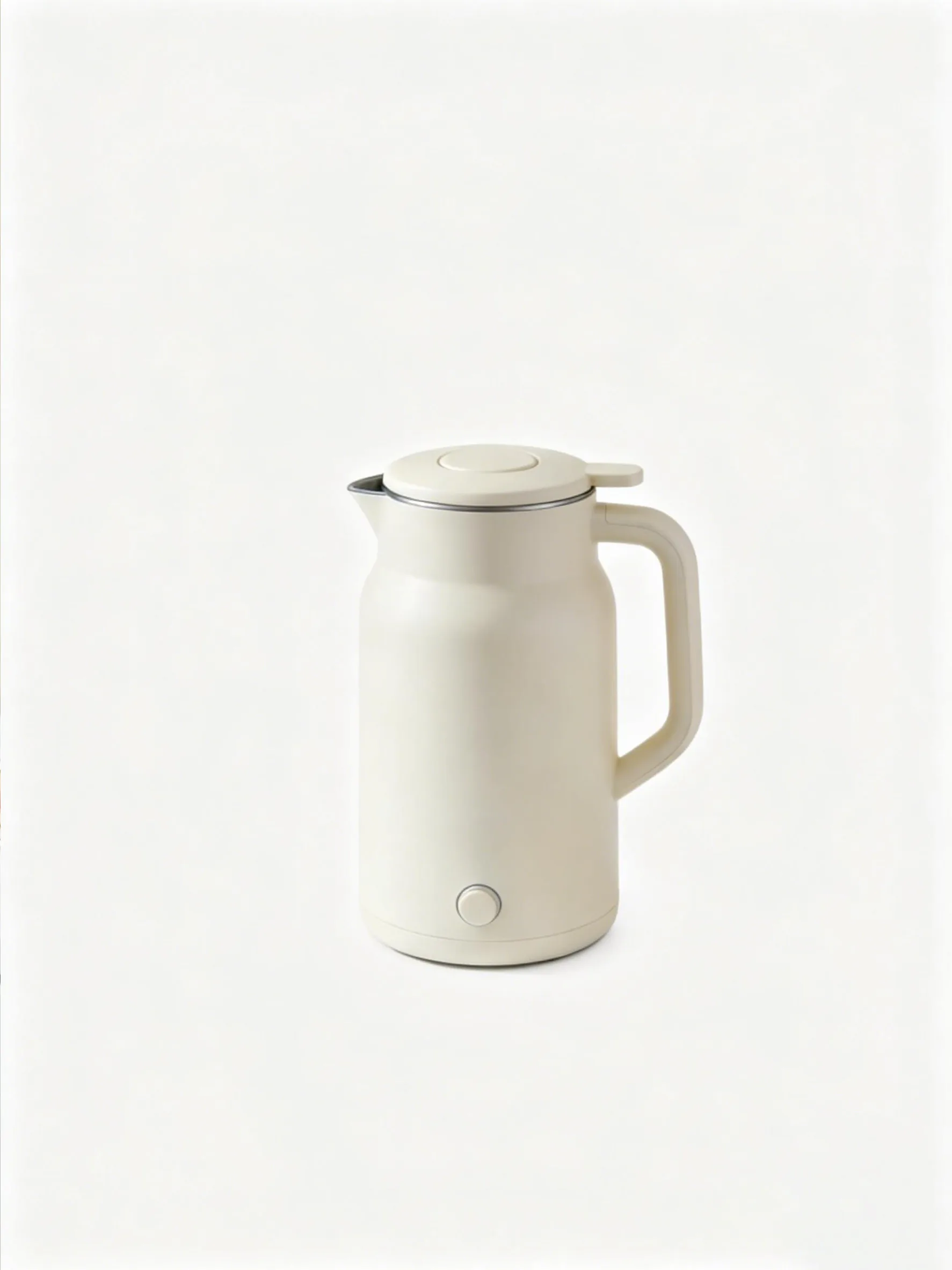 米白色保温水壶白底产品图