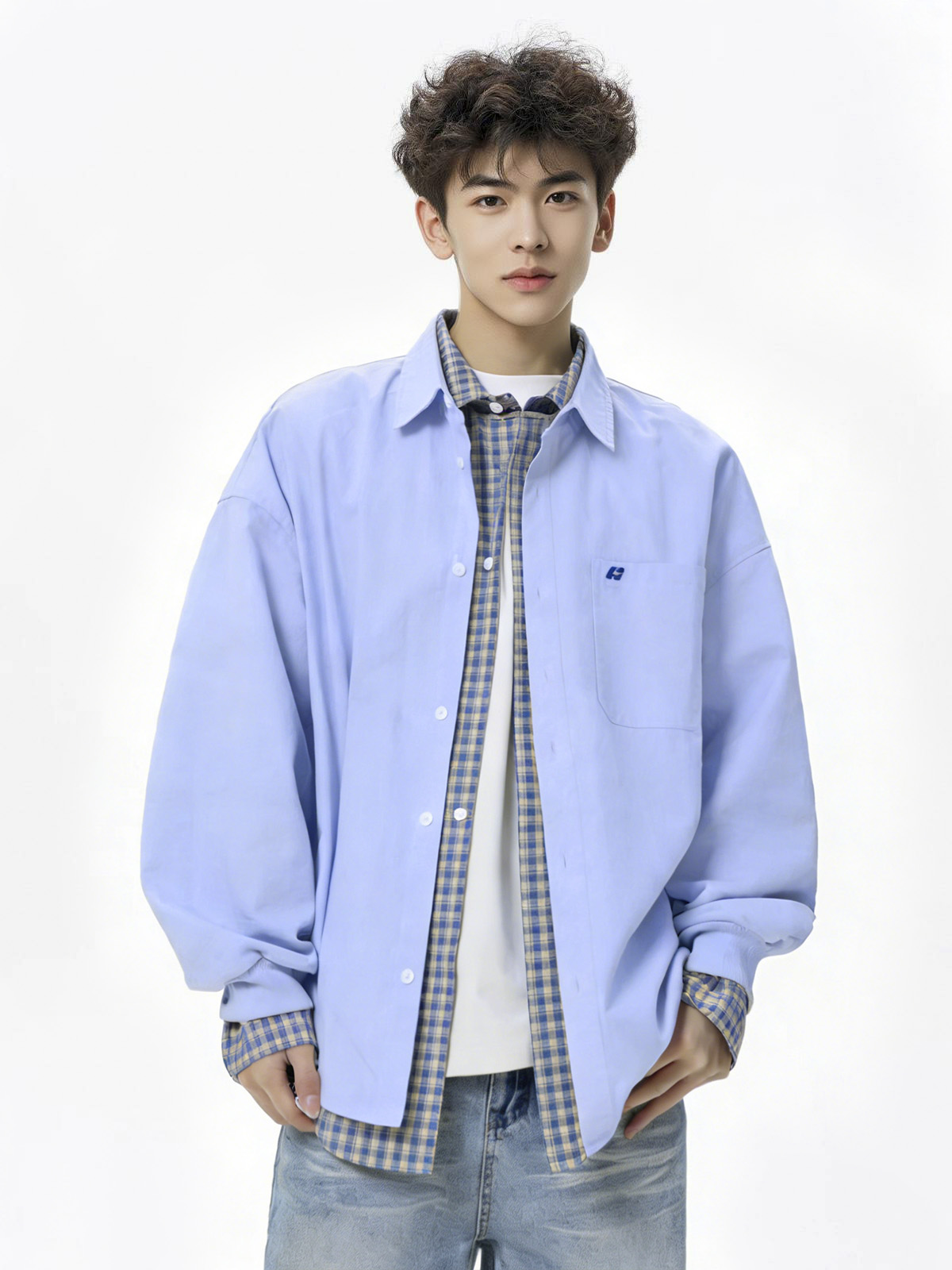 男模特穿棕色夹克衫原始效果