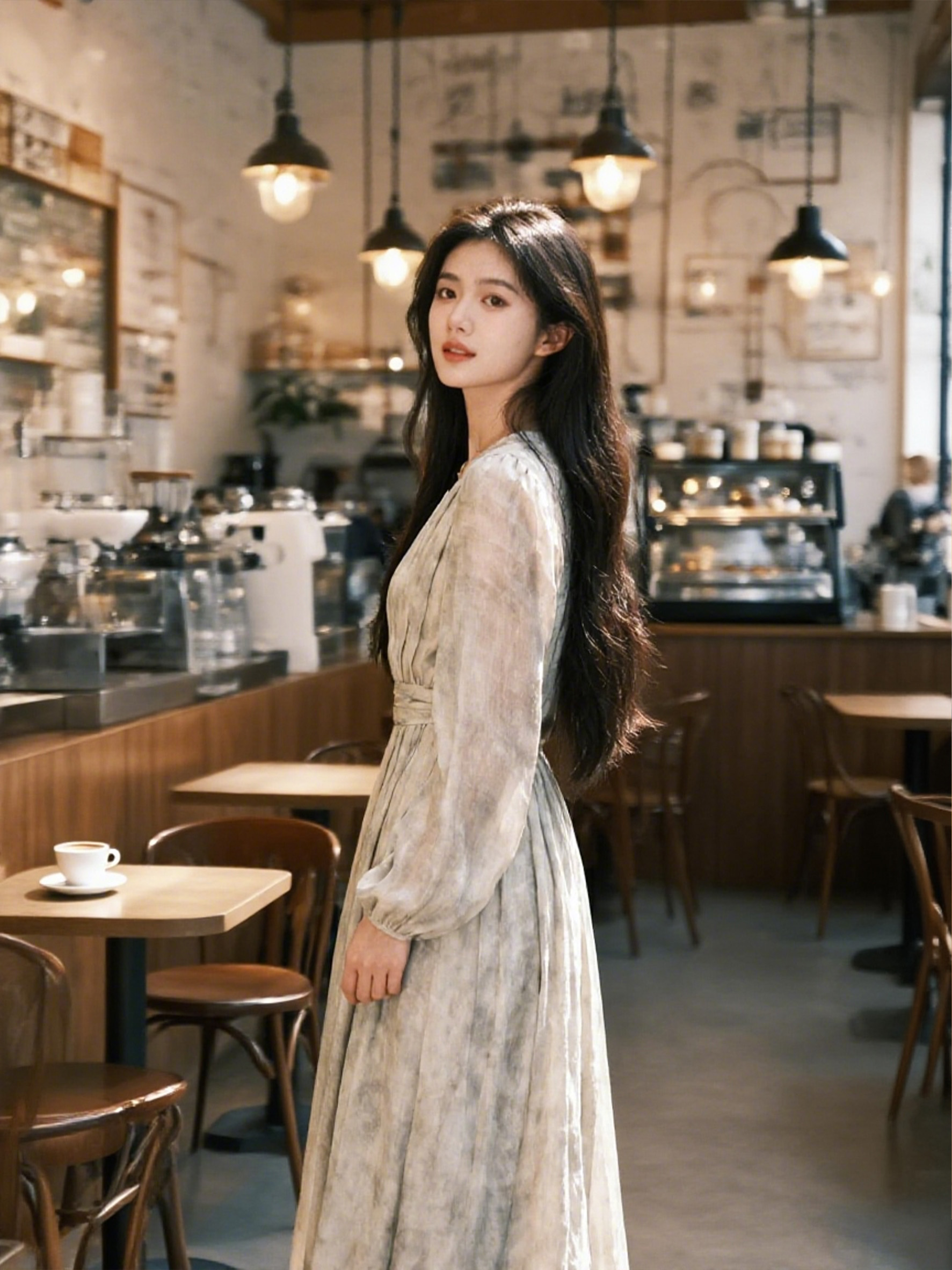 人像融入咖啡店场景