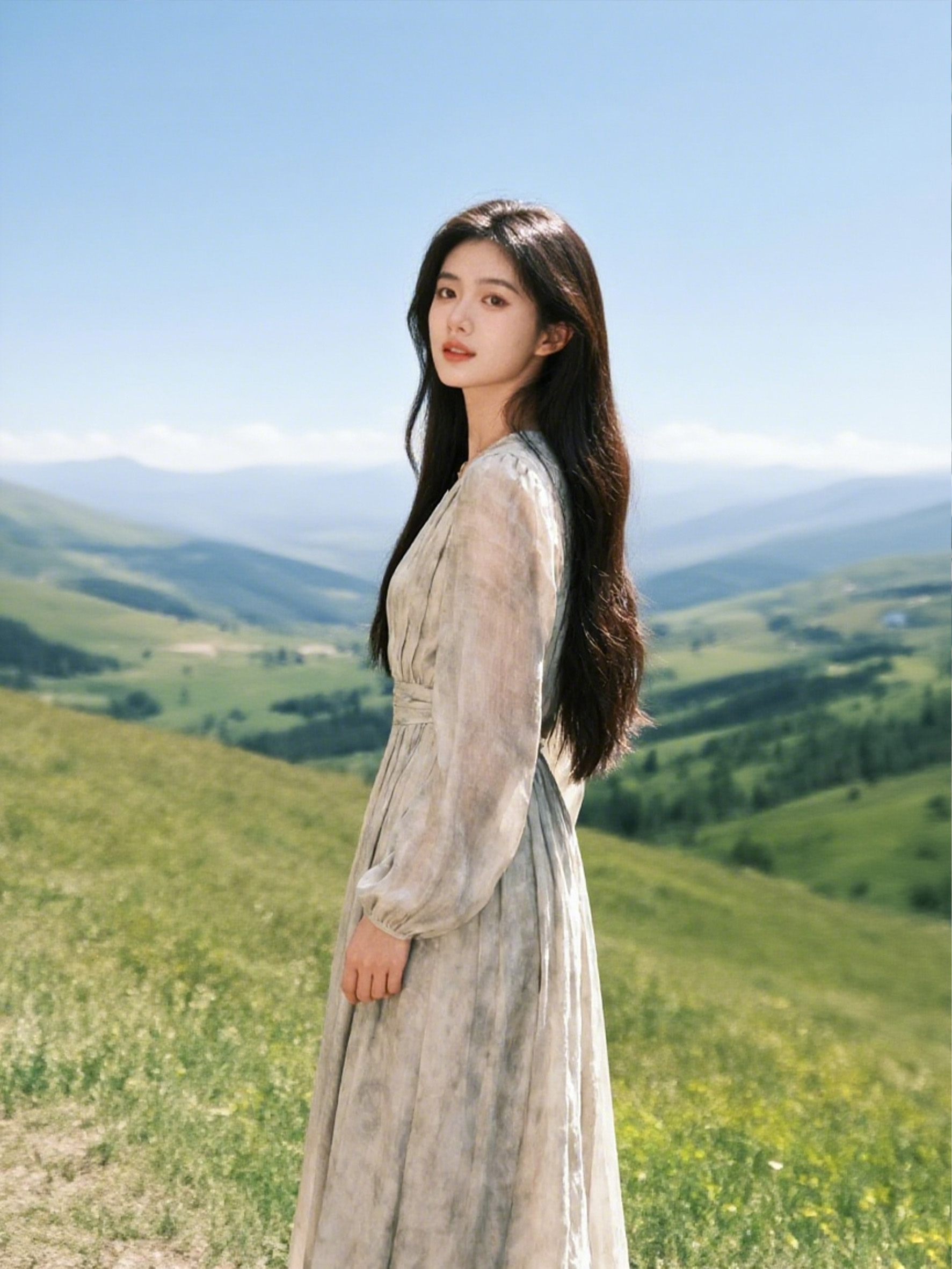 人像融入草原场景