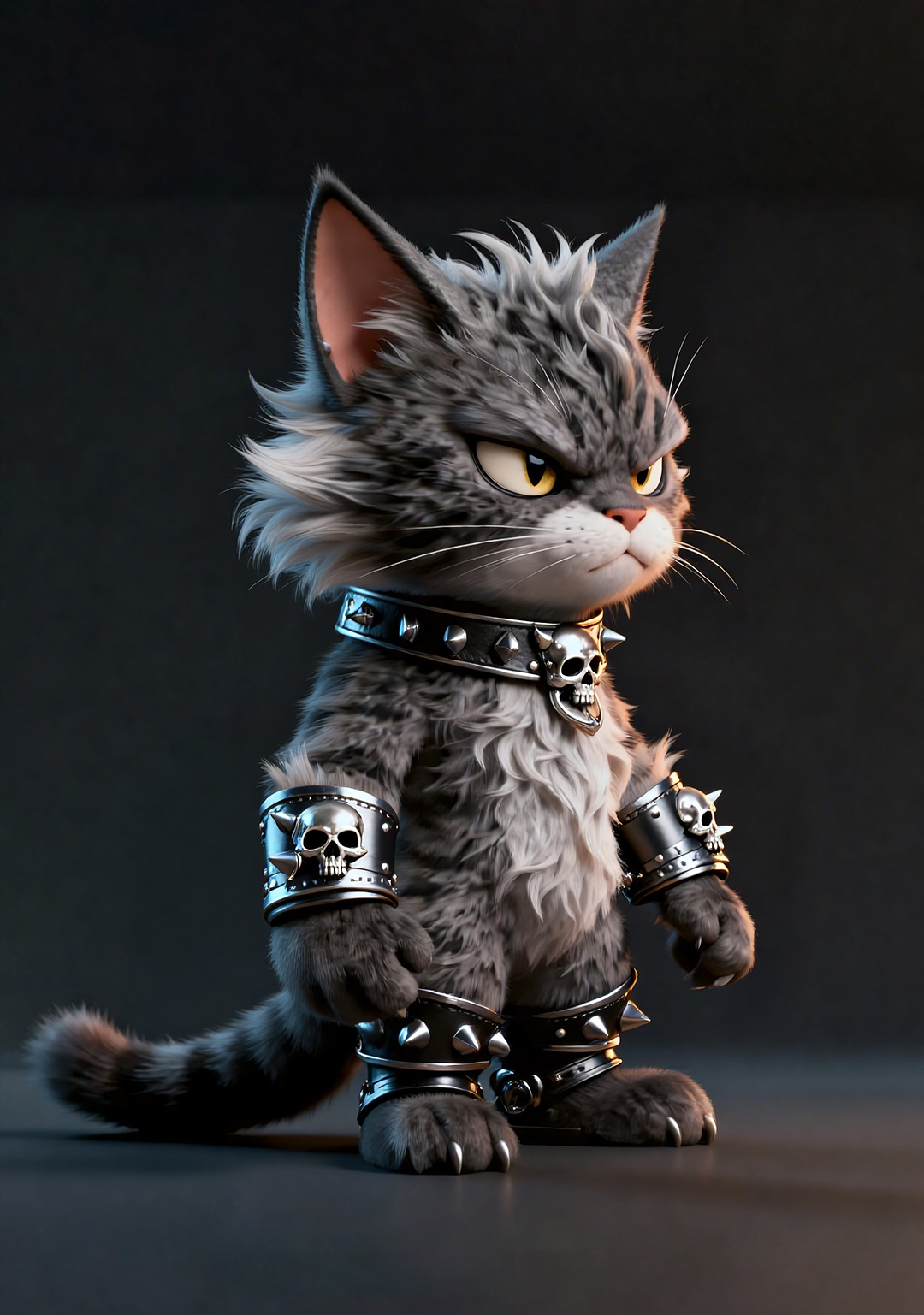 卡通猫咪角色AI生成的侧面视图