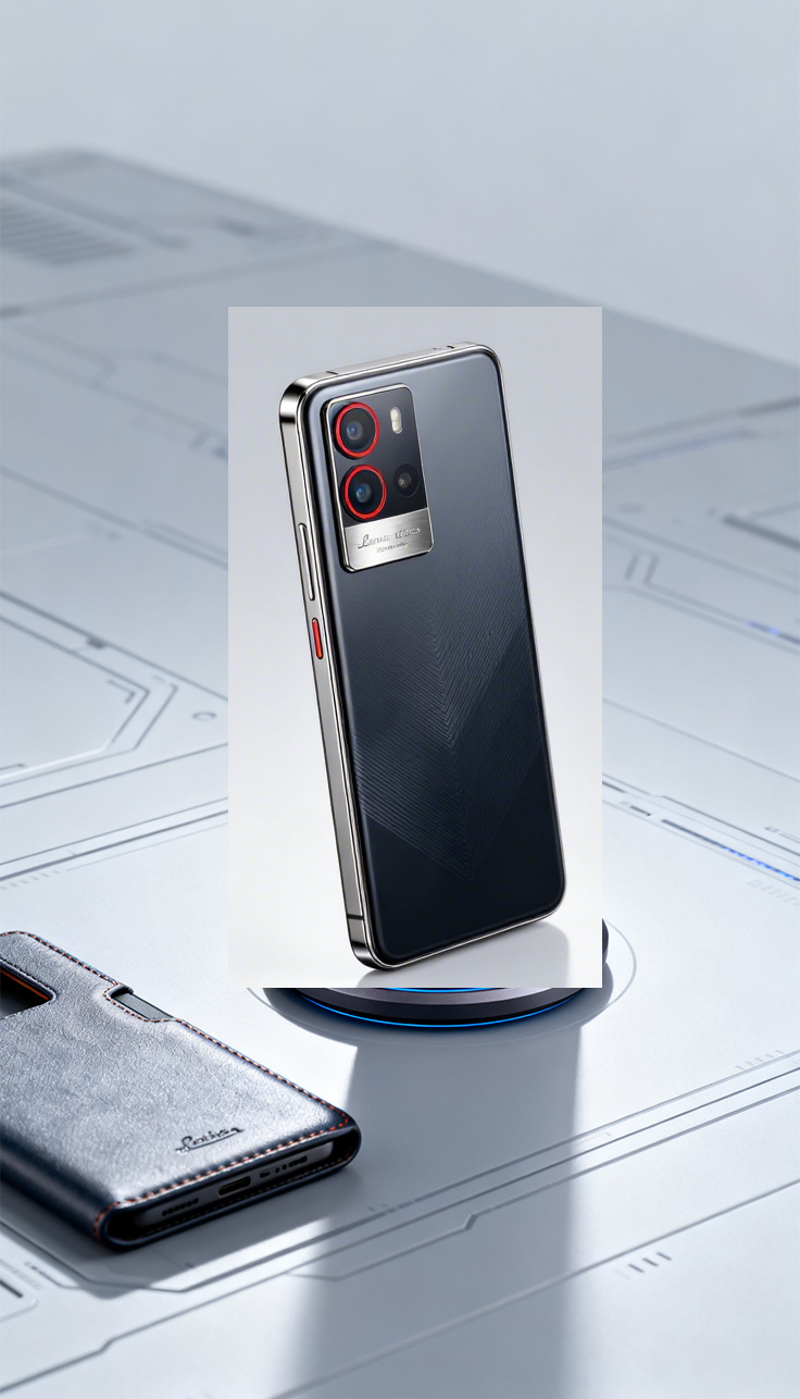 手机融图前白底图叠放在科技感场景上