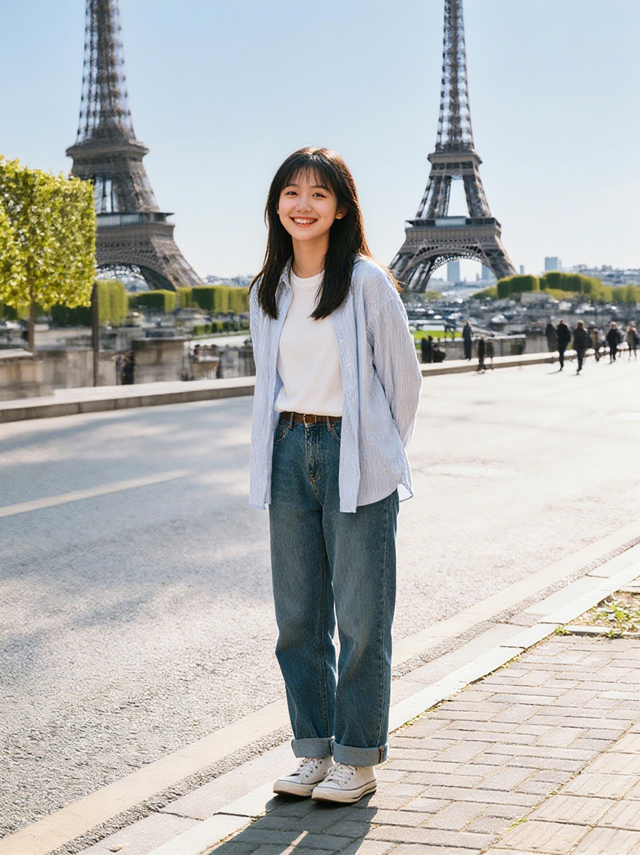 女孩放在巴黎场景