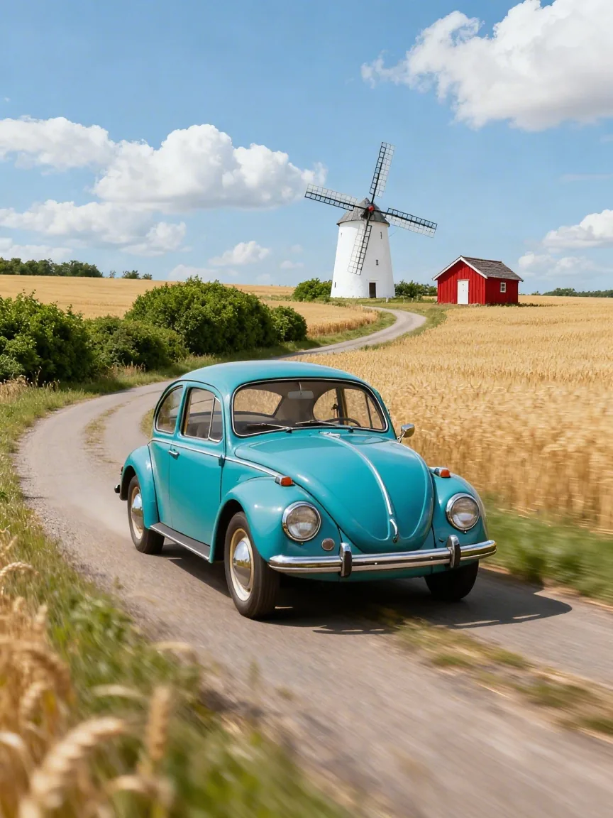 经典汽车原图青色车身