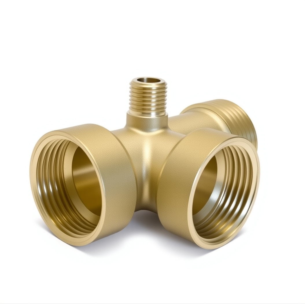 铜质三通管件精修后光泽均匀螺纹清晰