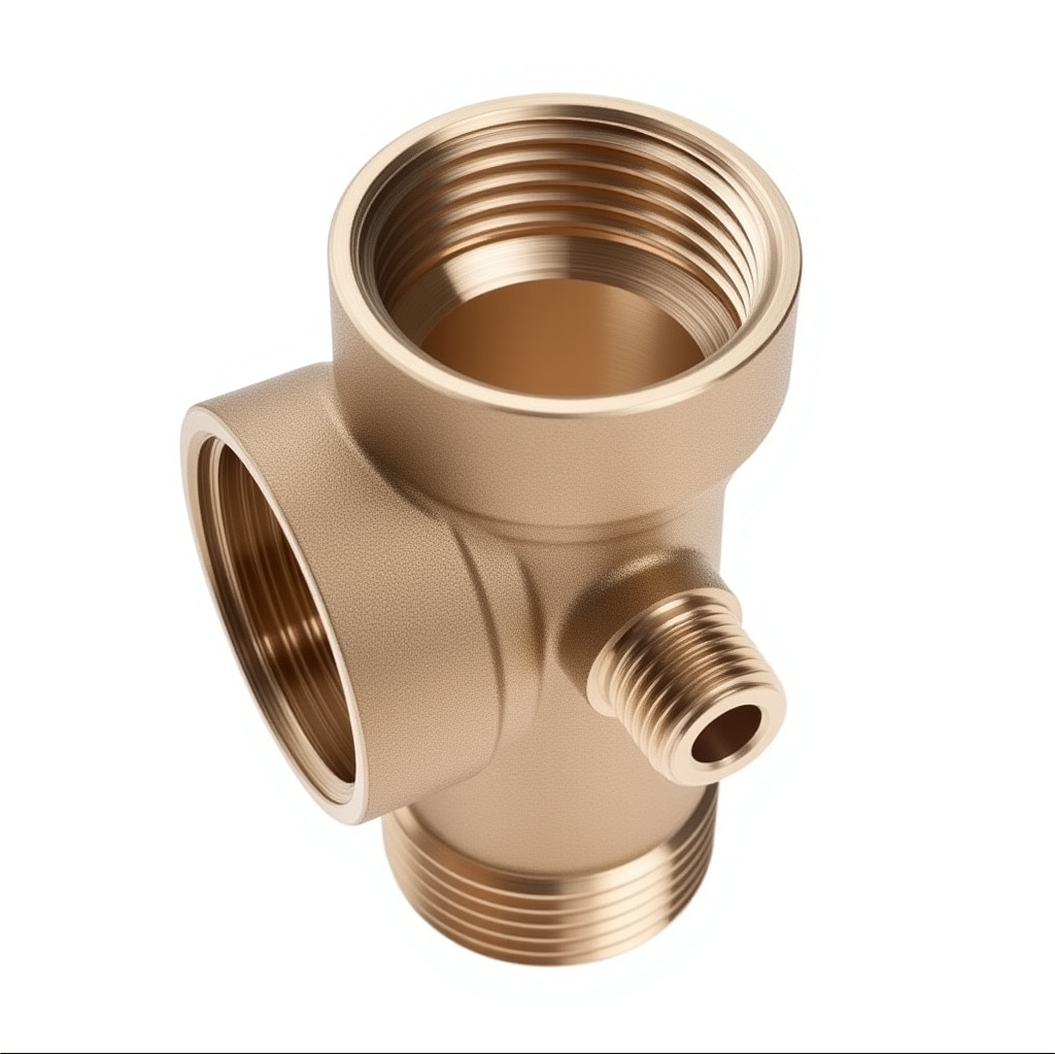 铜质三通管件原图表面氧化光泽不均