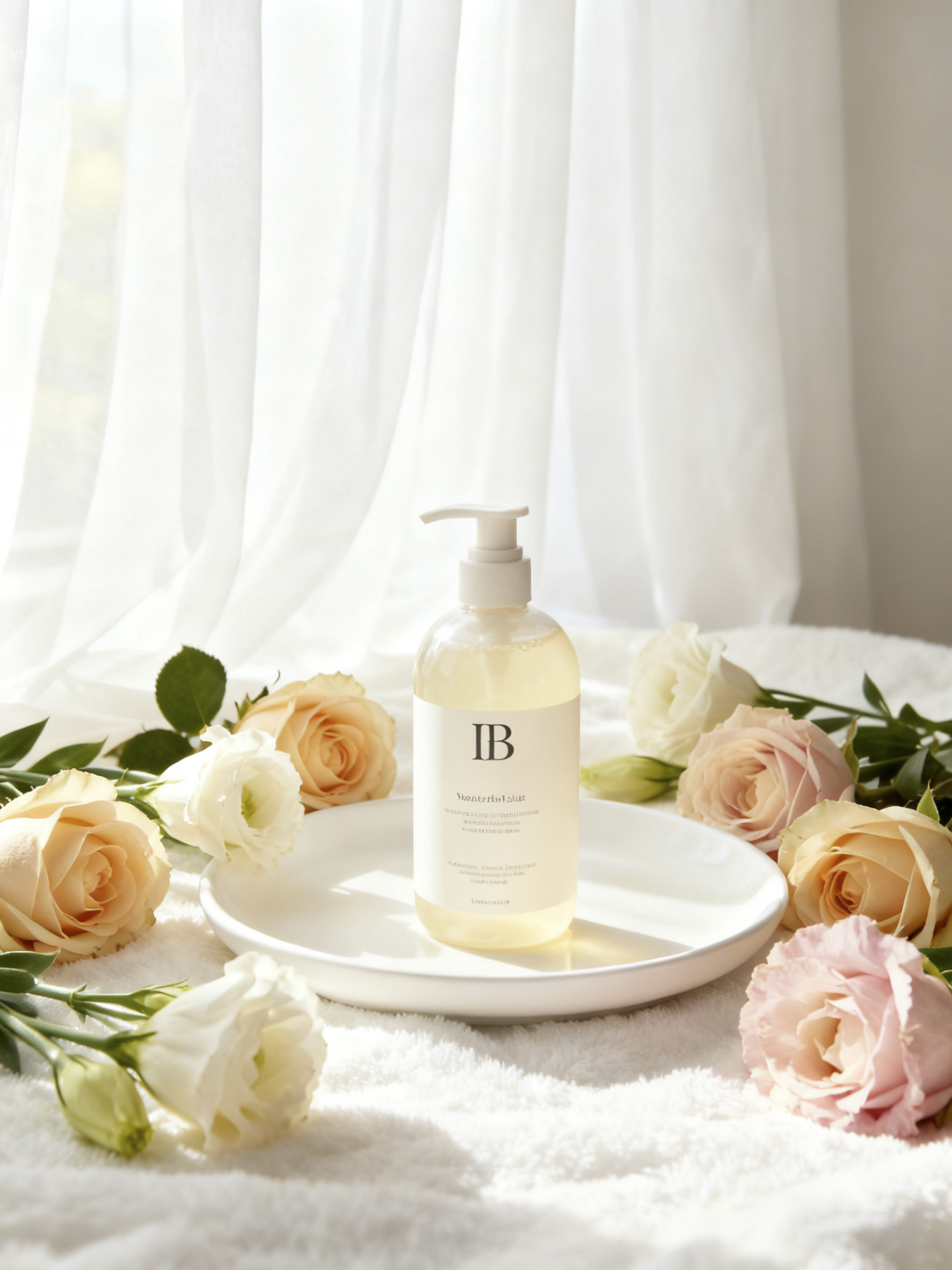 IB护肤品替换到玫瑰花场景中效果自然