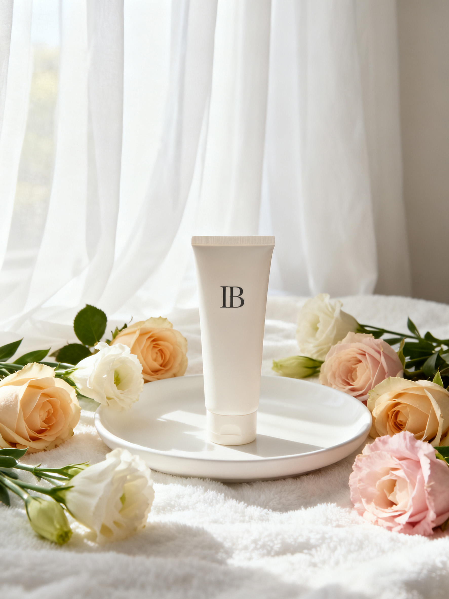 IB护肤瓶白底图和玫瑰花场景准备迁移