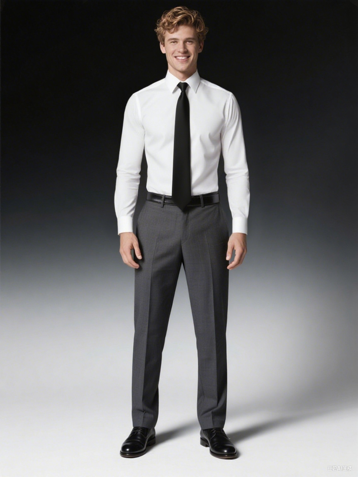 模特原图穿白衬衫