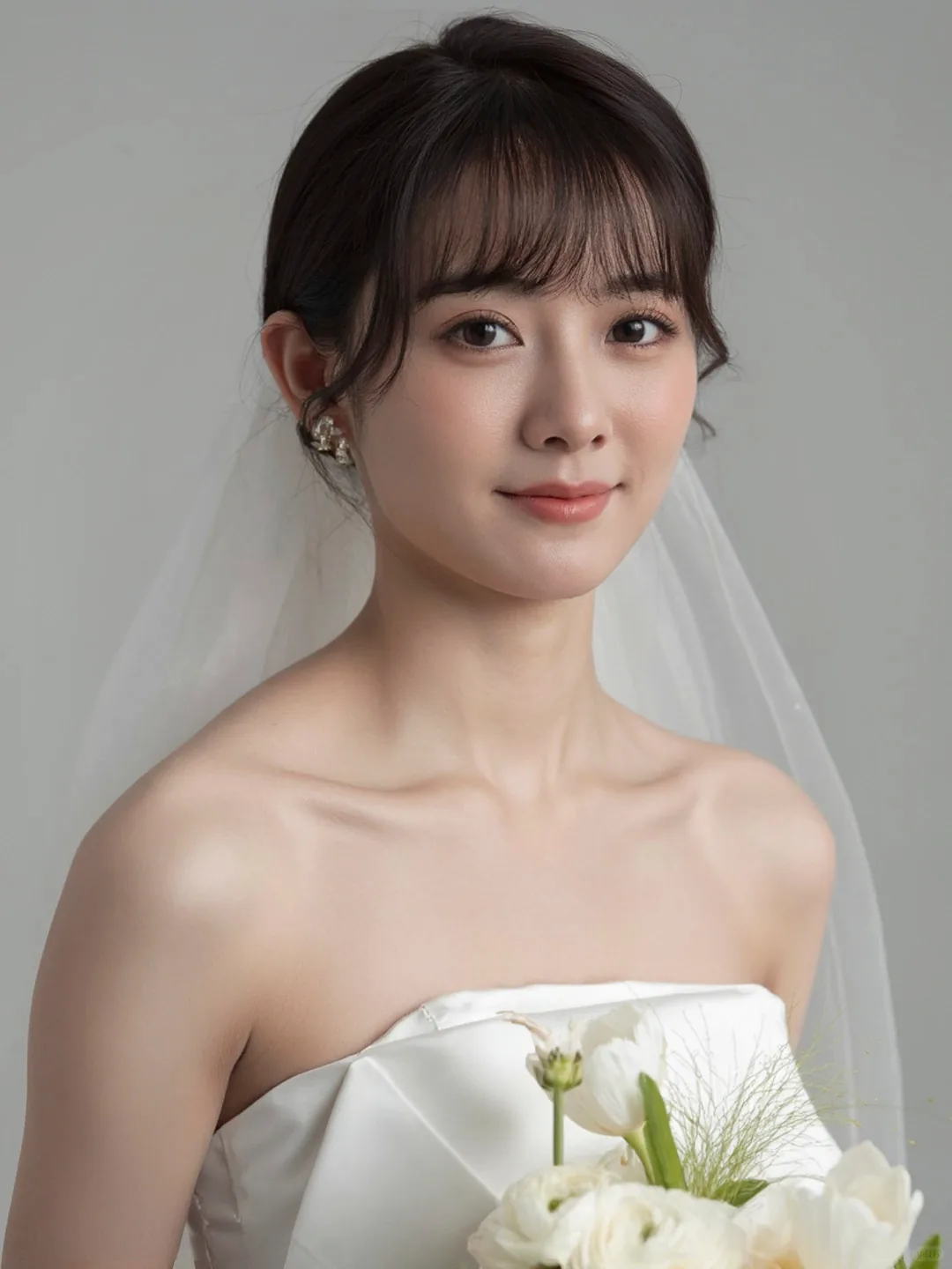 修复后:肤色均匀,面部斑点消除,五官清晰 婚纱照面部修复后肤色干净自然