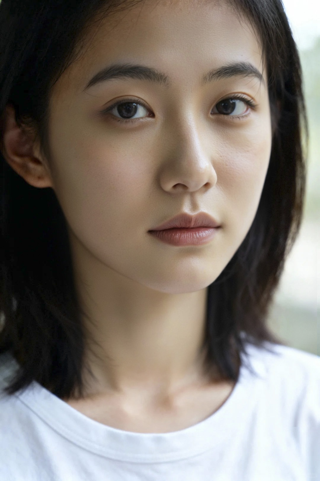 短发女生痘印消除后皮肤细腻五官更立体