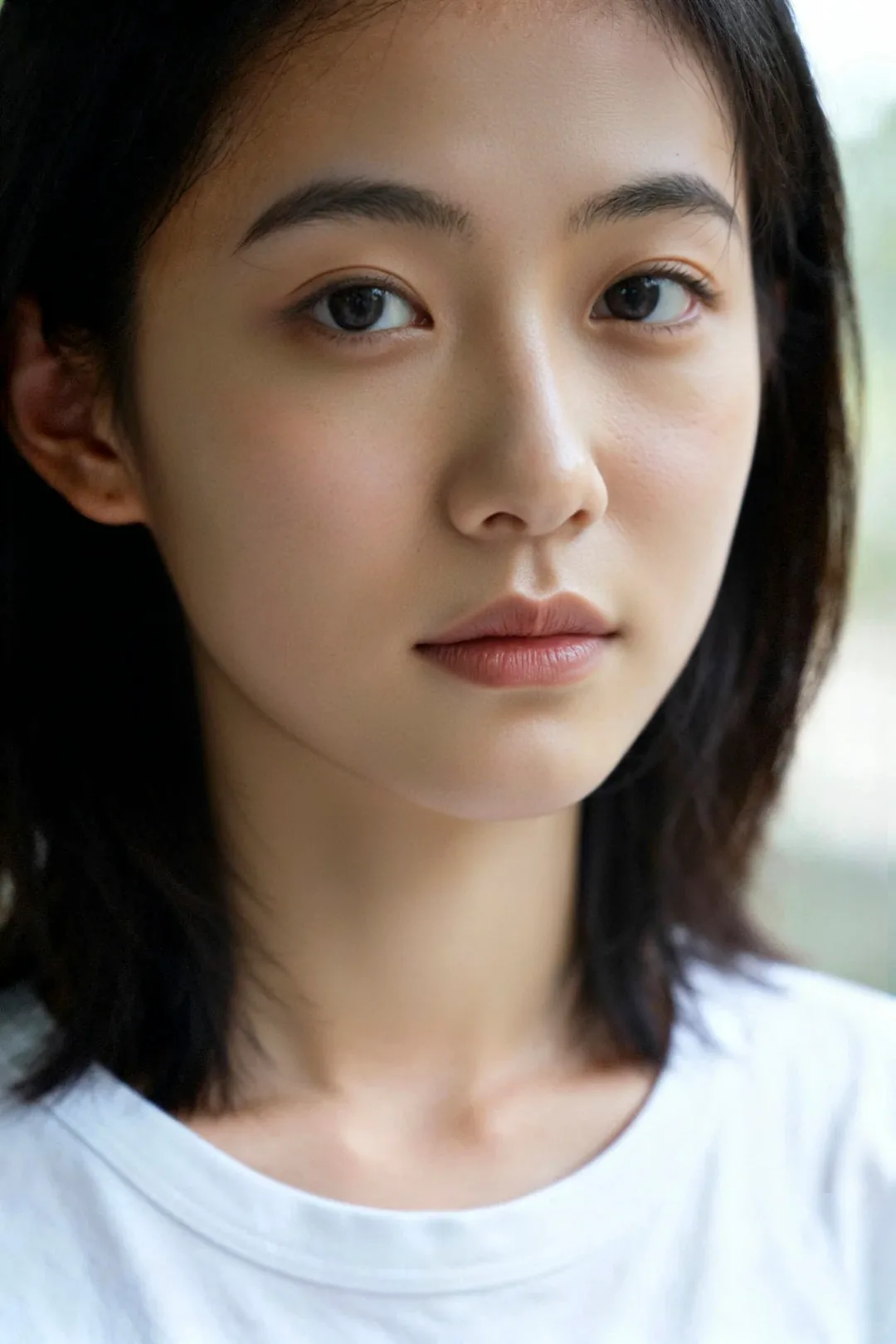 短发女生痘印消除后皮肤细腻五官更立体