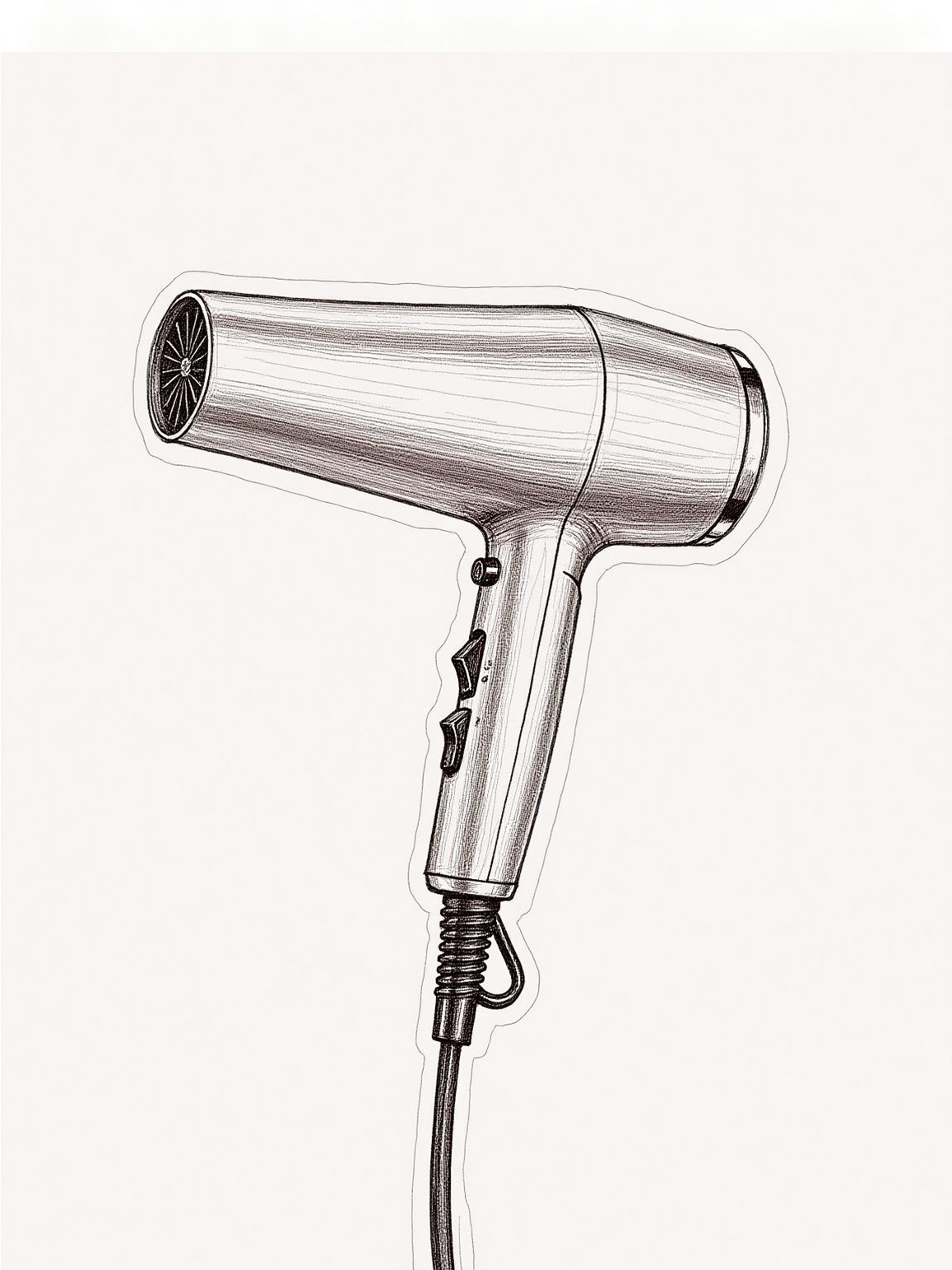 吹风机转换为手绘素描线稿效果