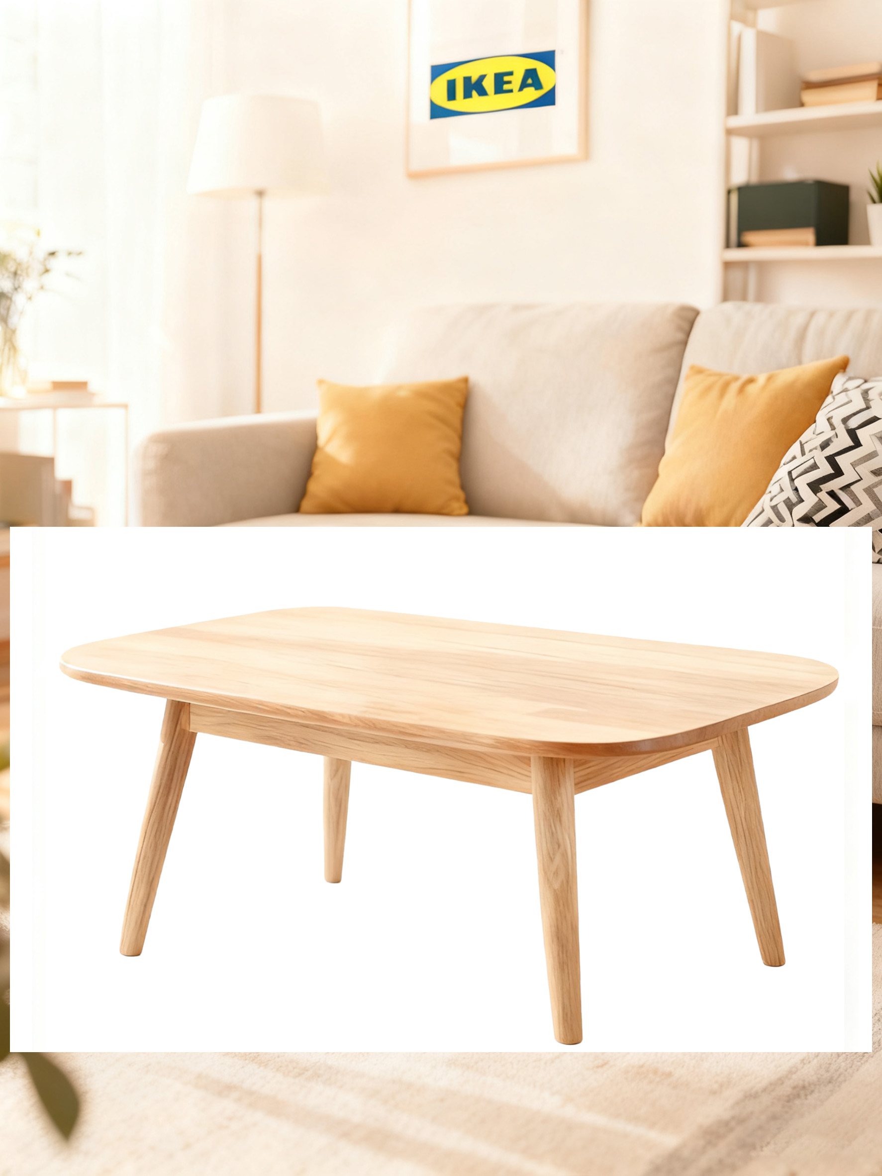 木质茶几与客厅场景角度不匹配