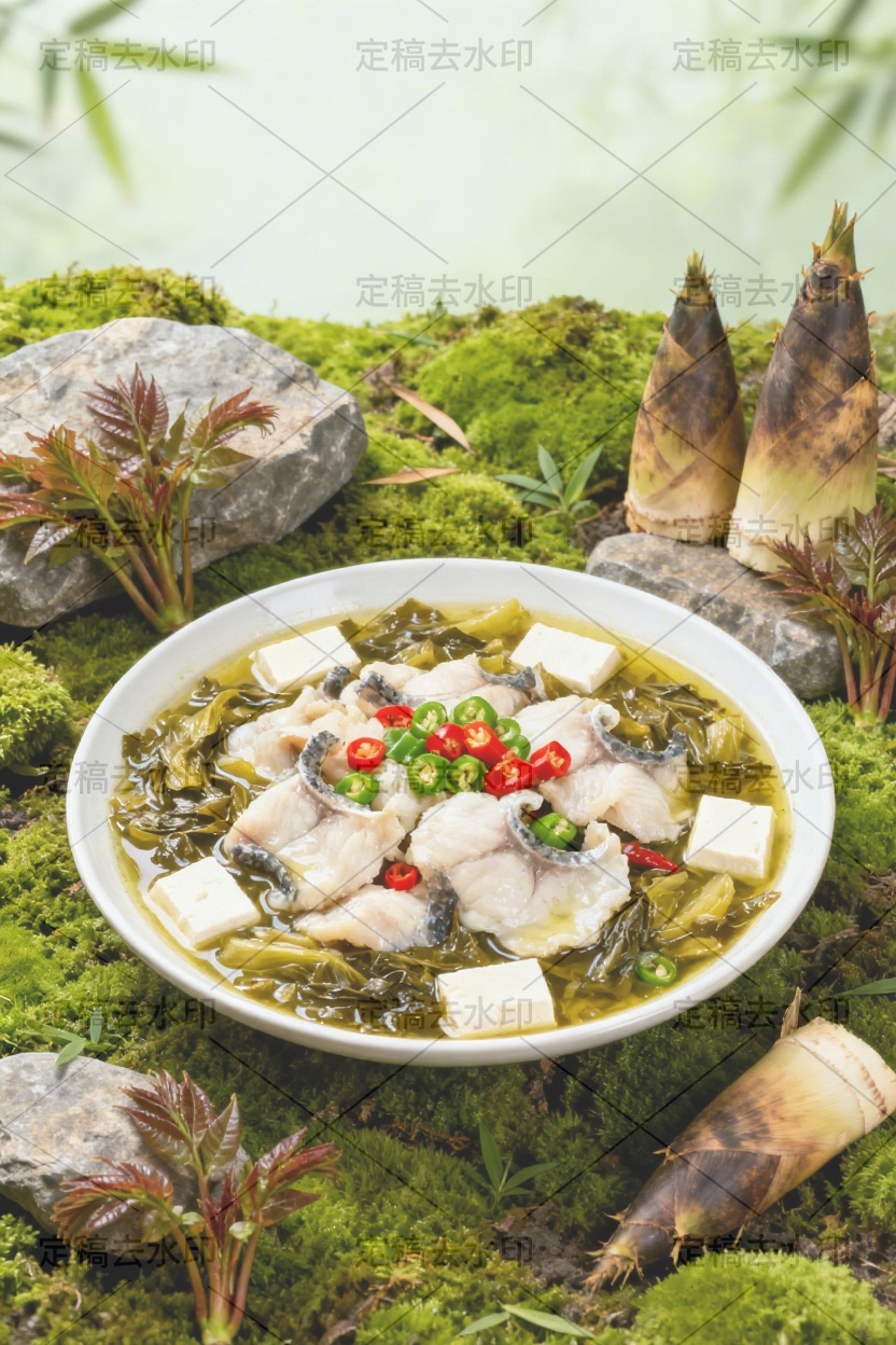 美食图片去水印前布满半透明文字水印