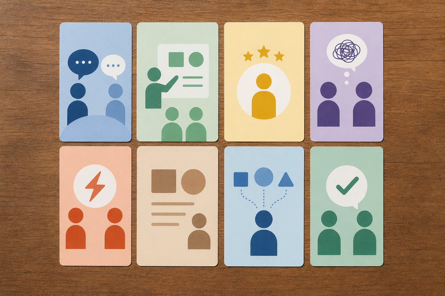 沟通脚本卡片样式示意，桌面排版风格