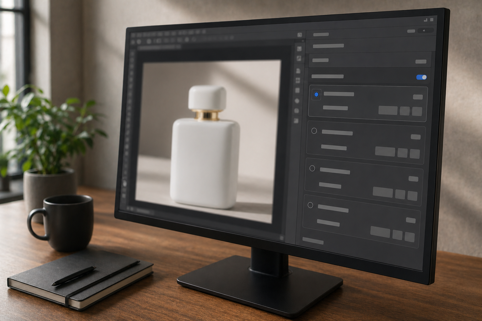 Photoshop 工作界面侧栏可见档位选择器示意