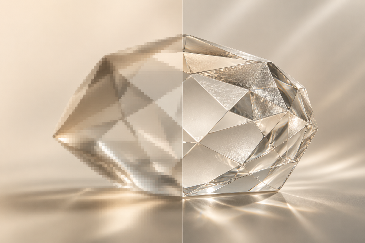 2K 与 4K 输出在同一张商业图片上的细节对比示意