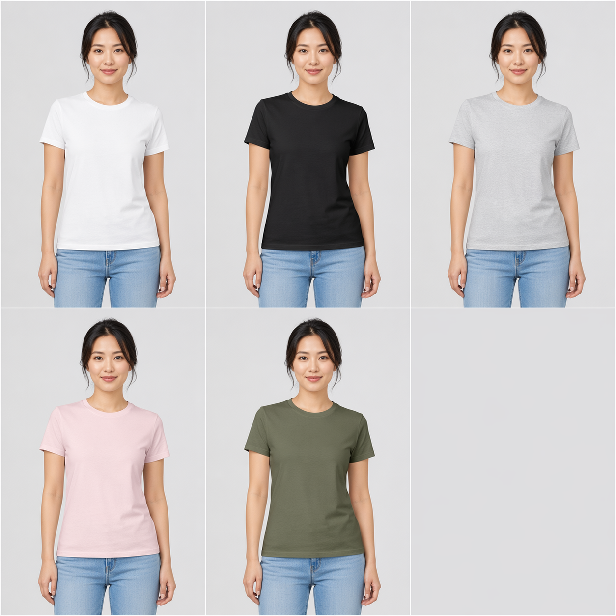 同款 T 恤 5 色 SKU 网格