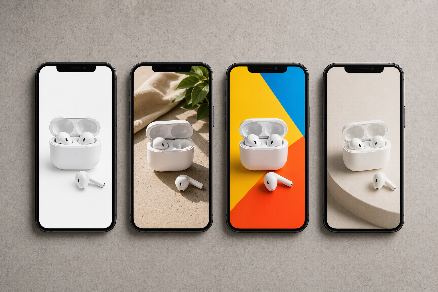 4 平台主图风格并排对比，同一款产品分别呈现白底 / 竖版 / 生活感 / 留白带价格