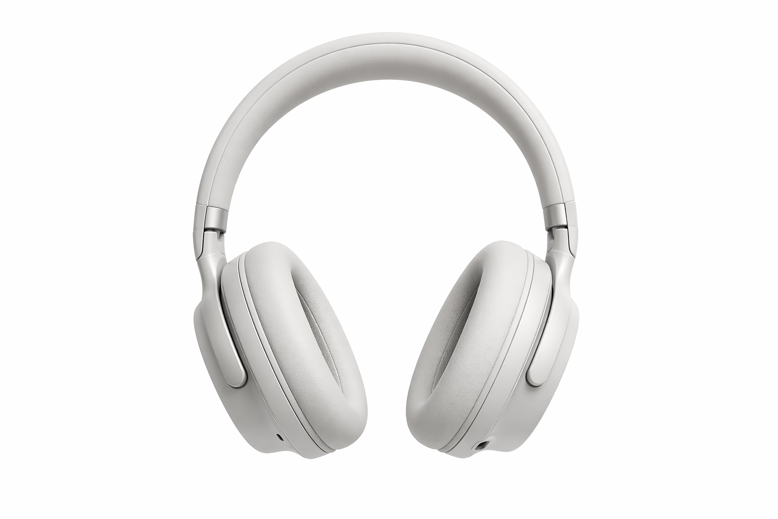 白底摄影棚构图的商品主图，耳机悬浮在纯白背景中