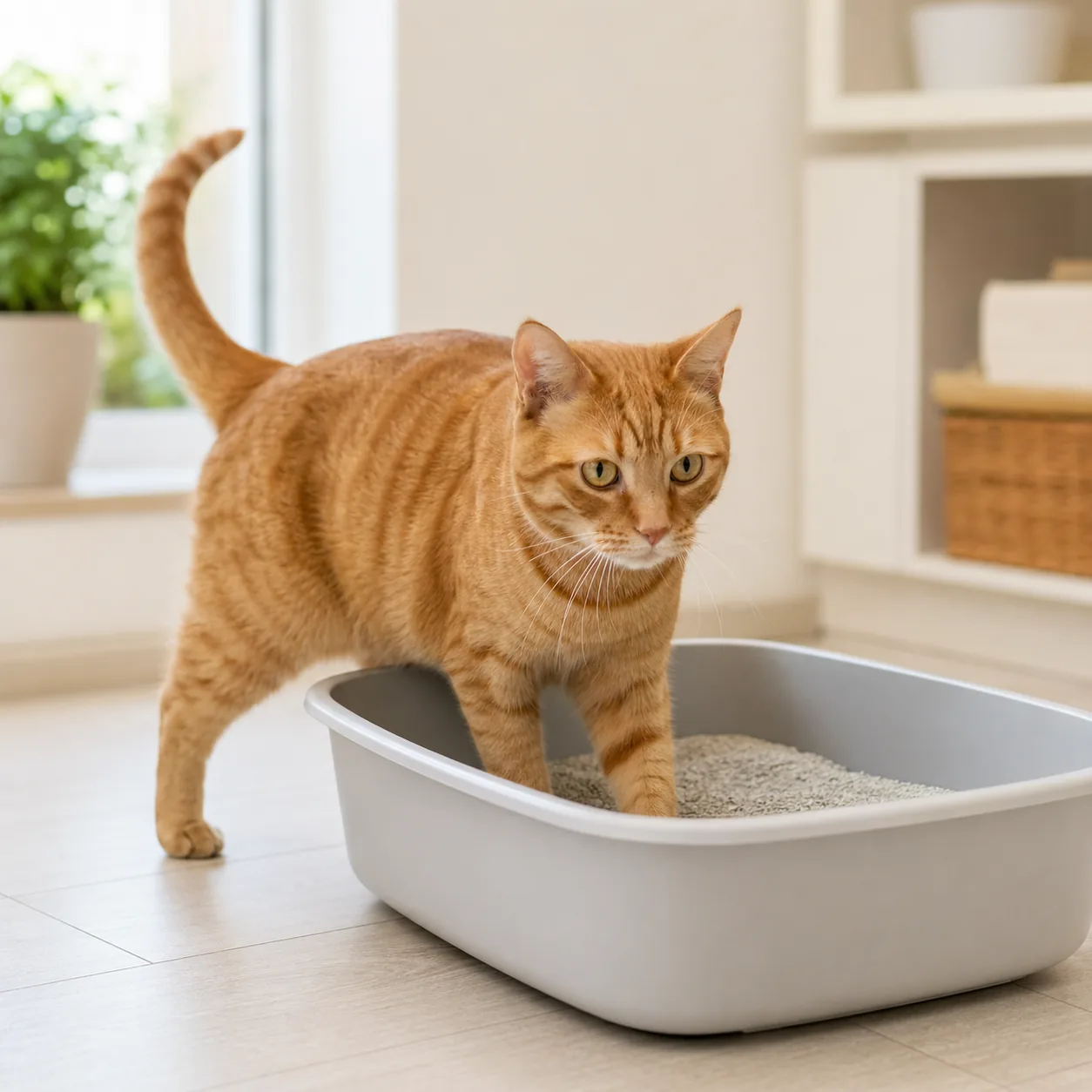 家猫使用猫砂盆的真实姿态