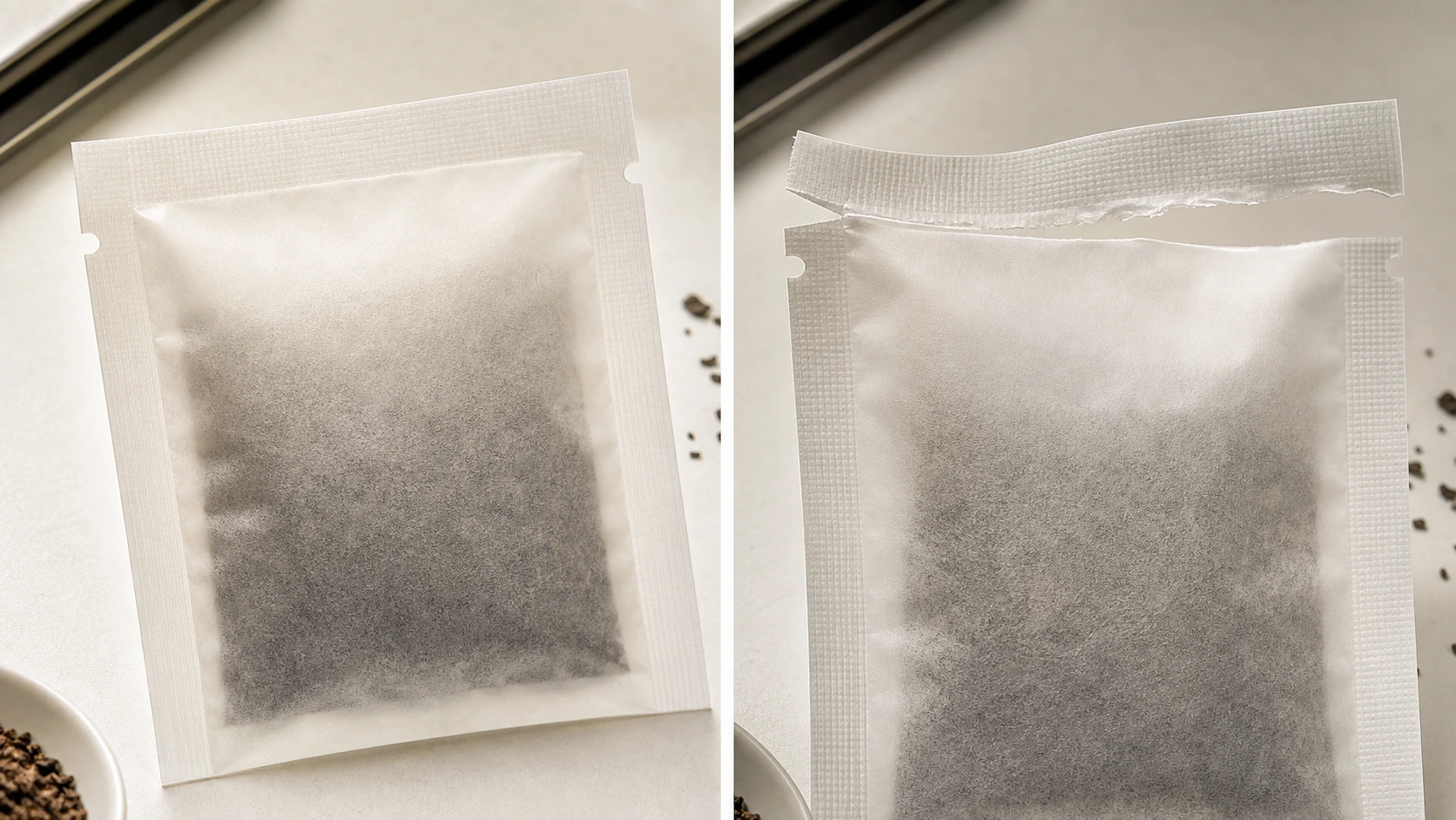冷泡茶独立包装袋封口热封线和袋内茶包厚度对照图