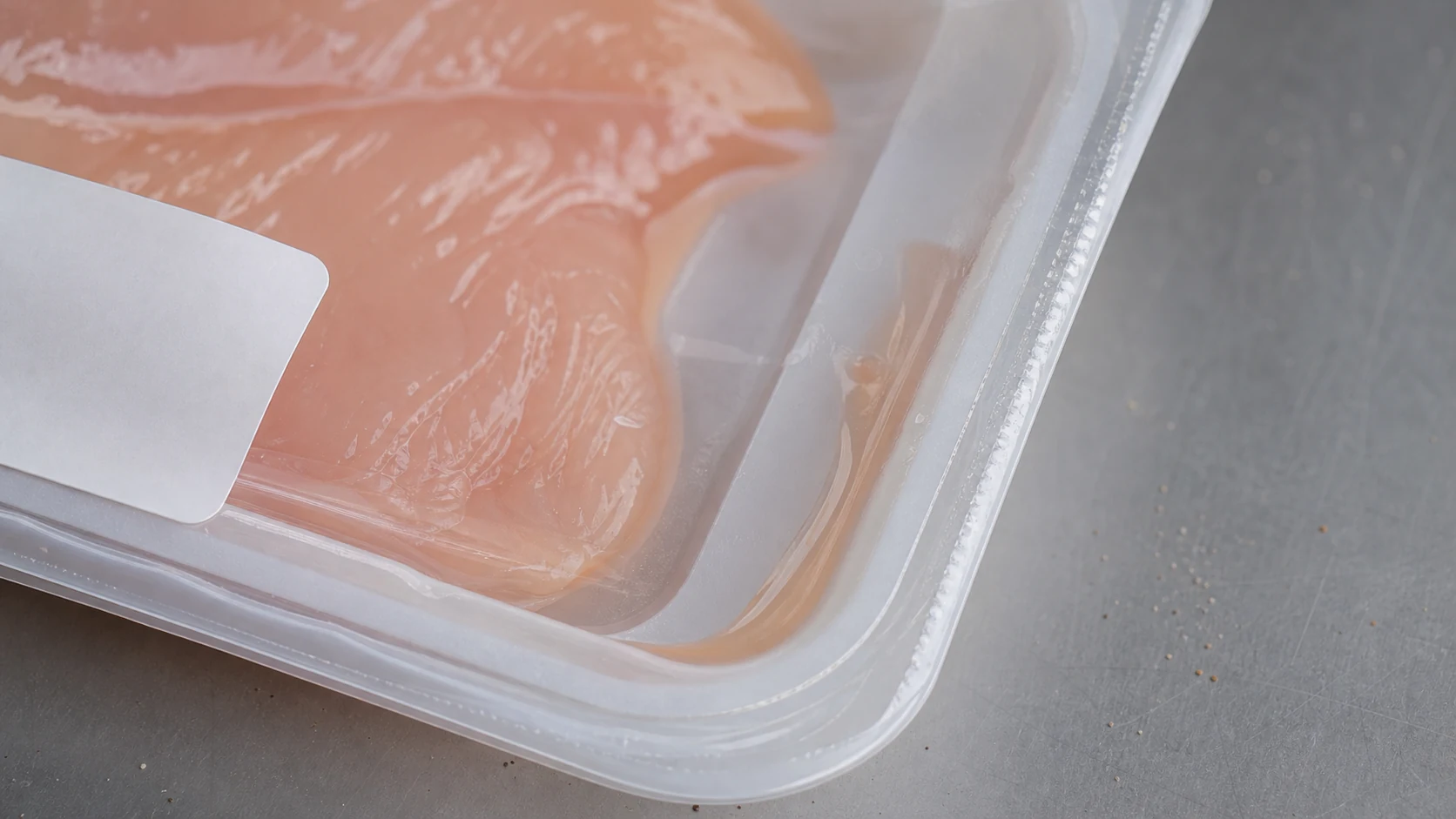 冷鲜肉托盘封膜汁液和日期贴局部返检示意