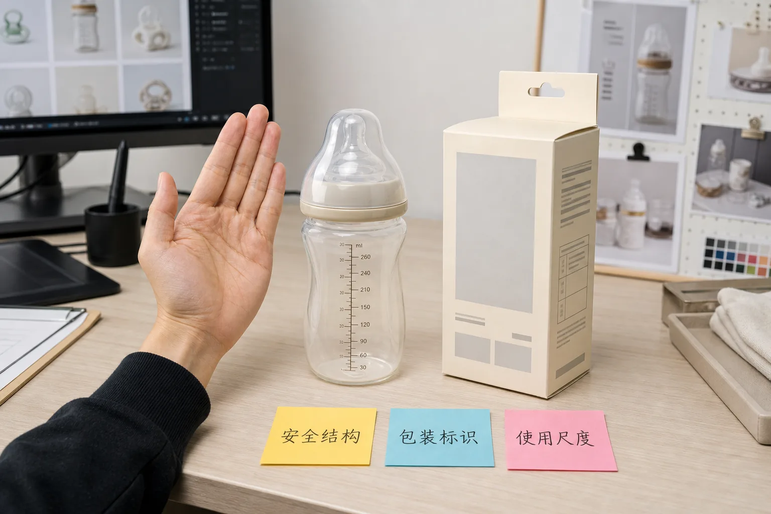 母婴商品图三层证据工作台展示安全结构包装标识和使用尺度