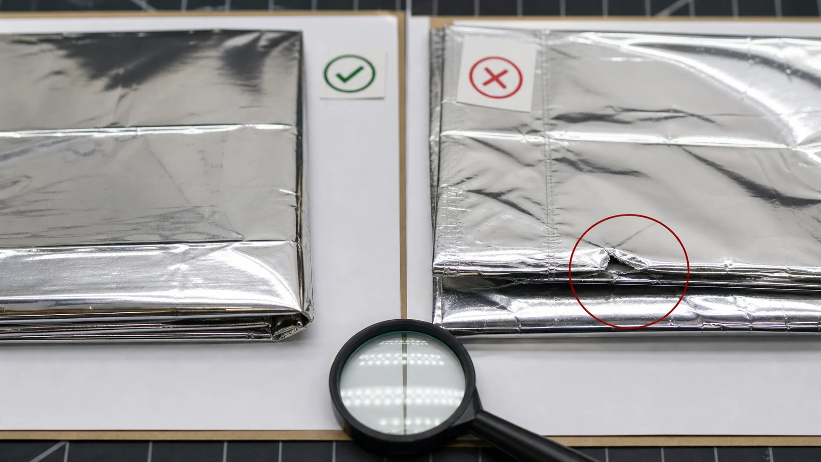 急救毯正常折痕和破损风险局部对照检查板