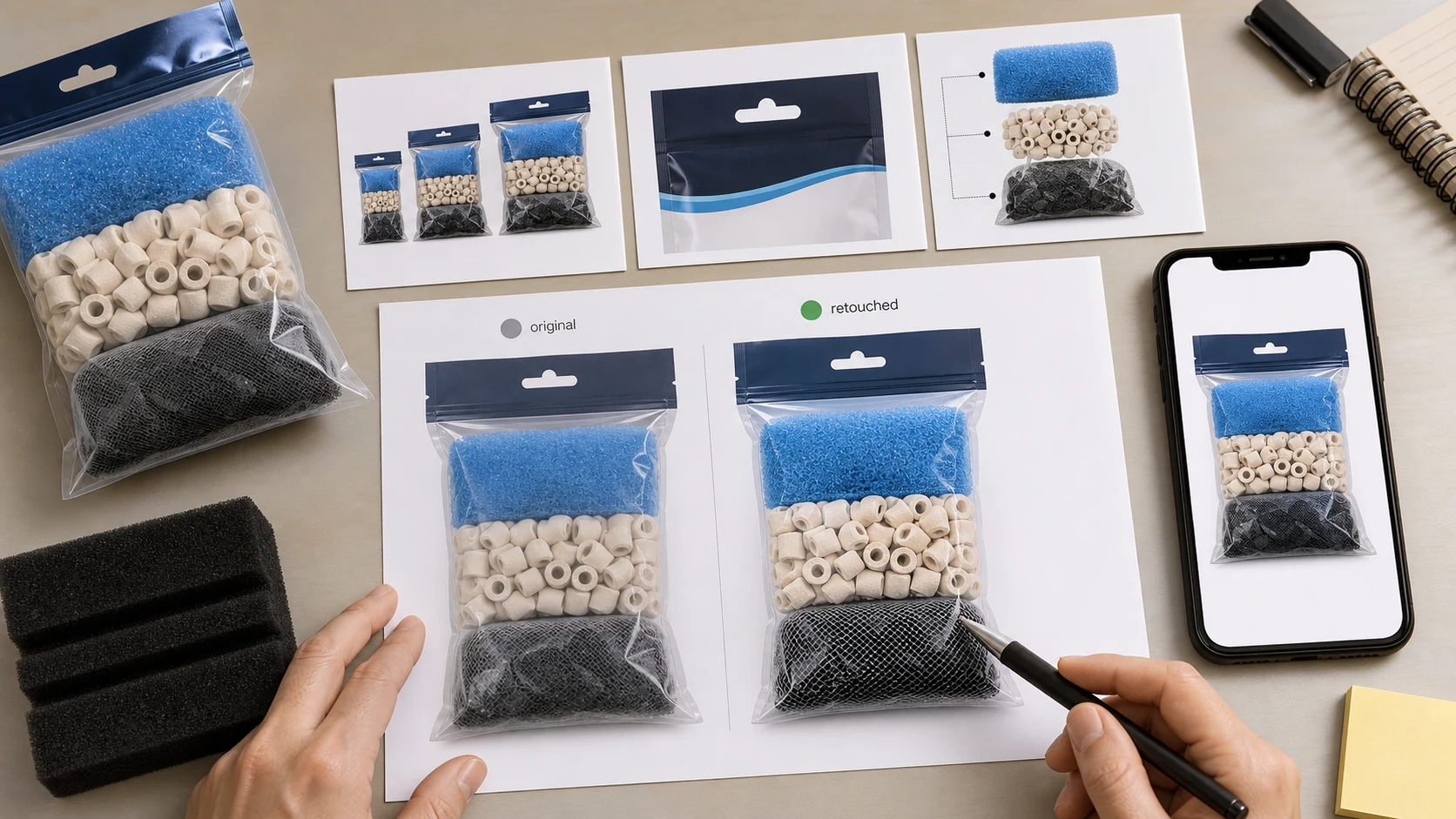水族过滤材料套装移动端验收工作台展示包装数量适配型号和滤材层级