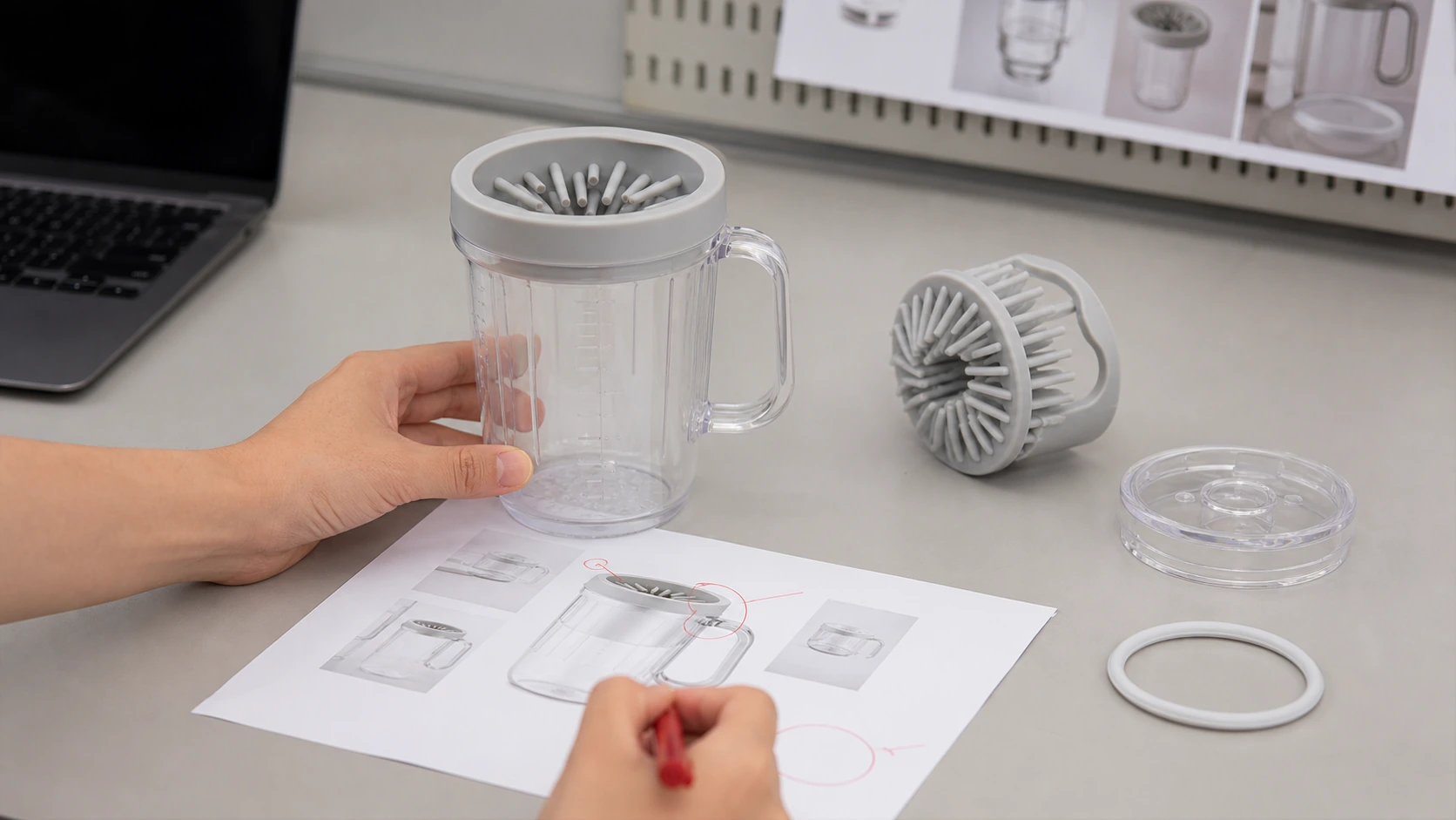 宠物洗爪杯外包标注工作台展示硅胶刷毛杯身刻度杯盖和防漏圈