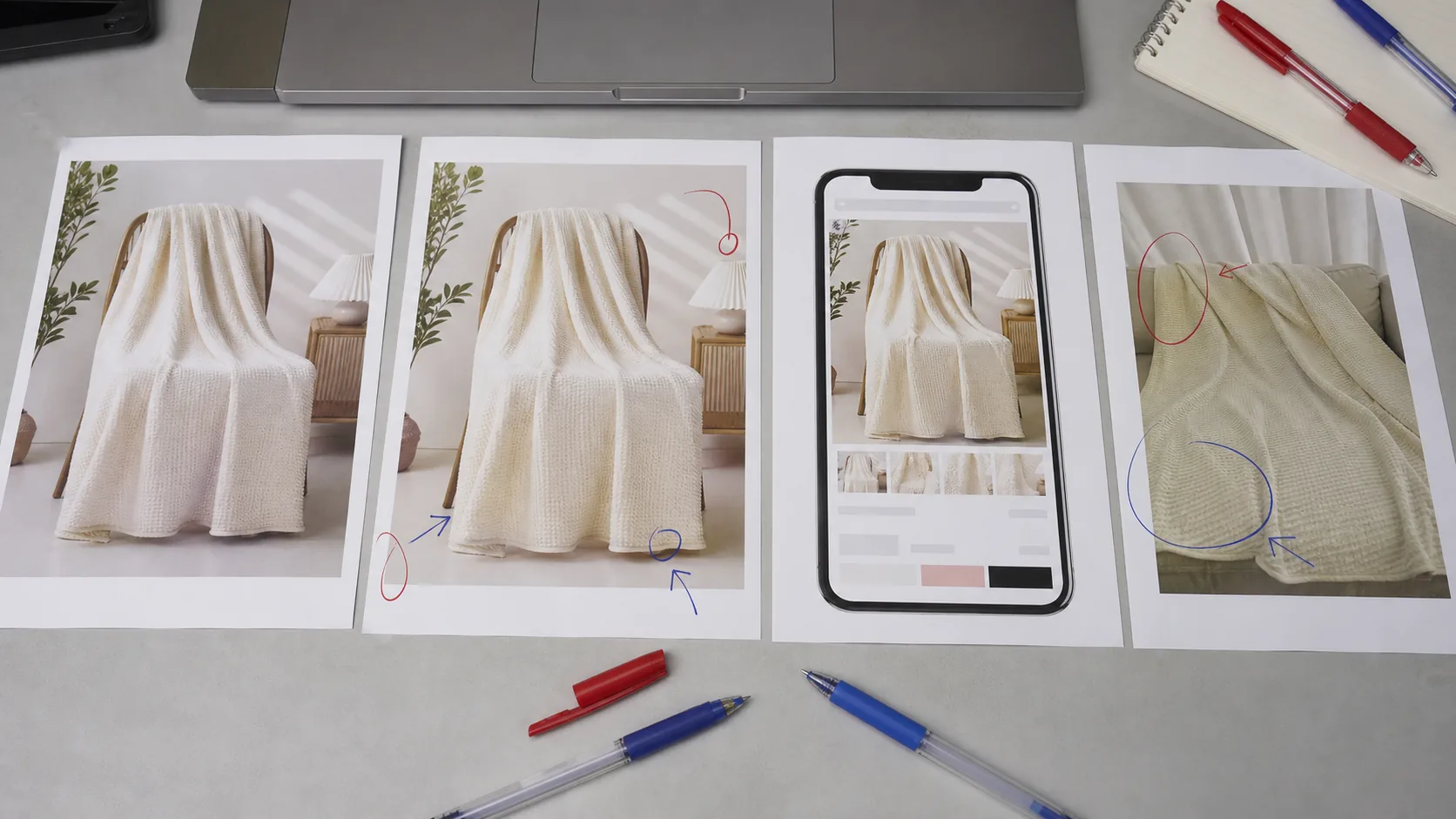商品图原图修后图上线页和客服举证图四联复盘工作台